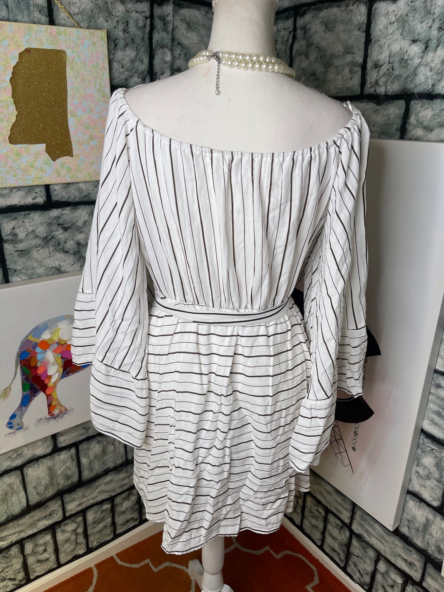 Love first sight white brown dress women sz xl