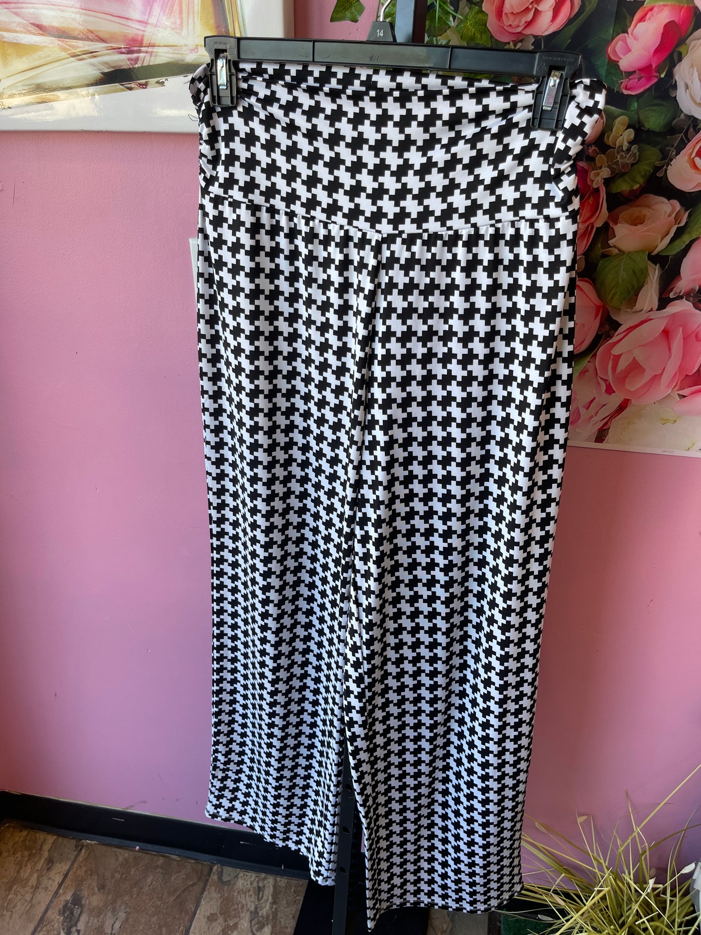 MudPie Black White Stretch Pants Women sz Medium
