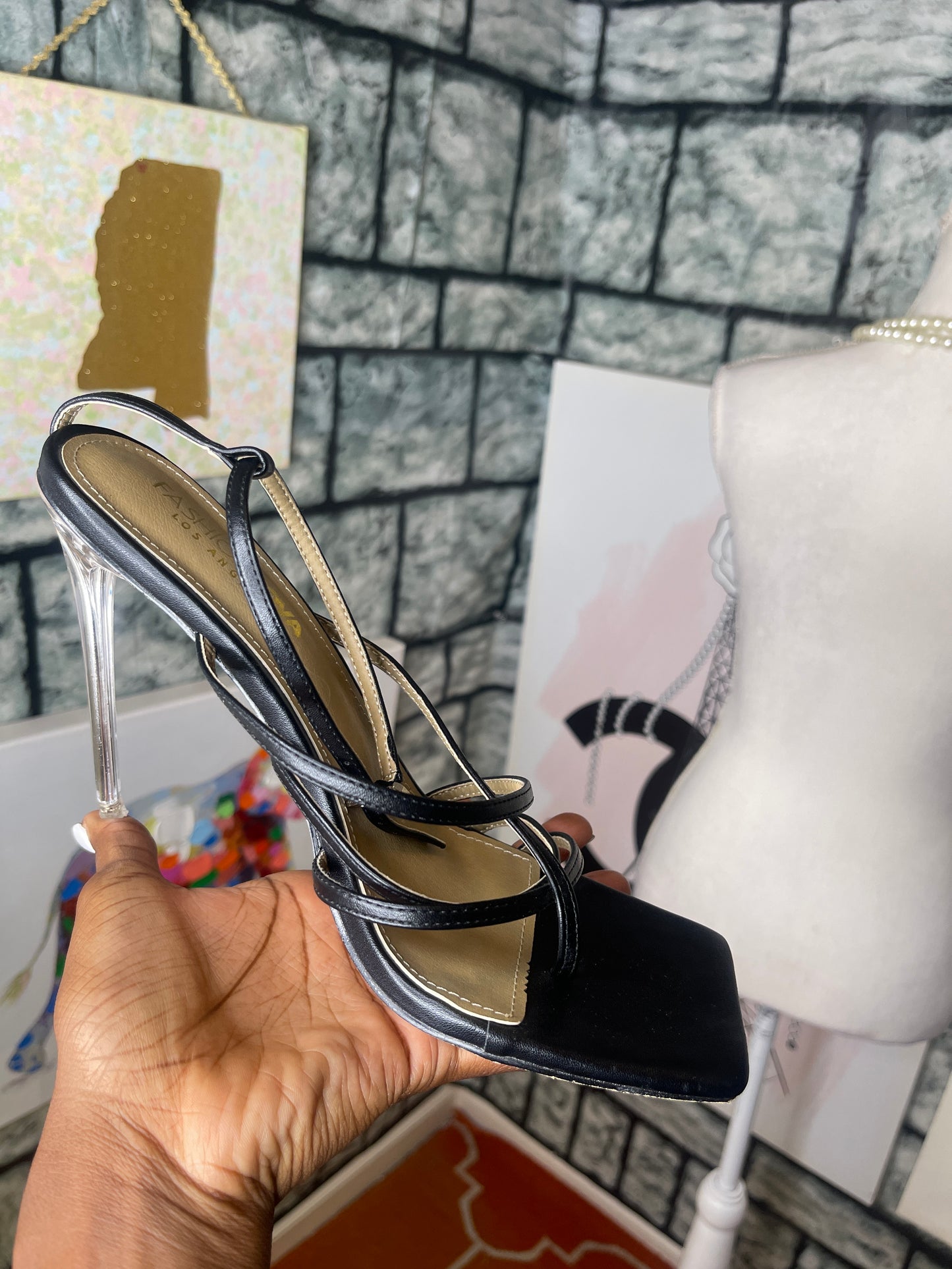 Fashion nova black heels women sz 9
