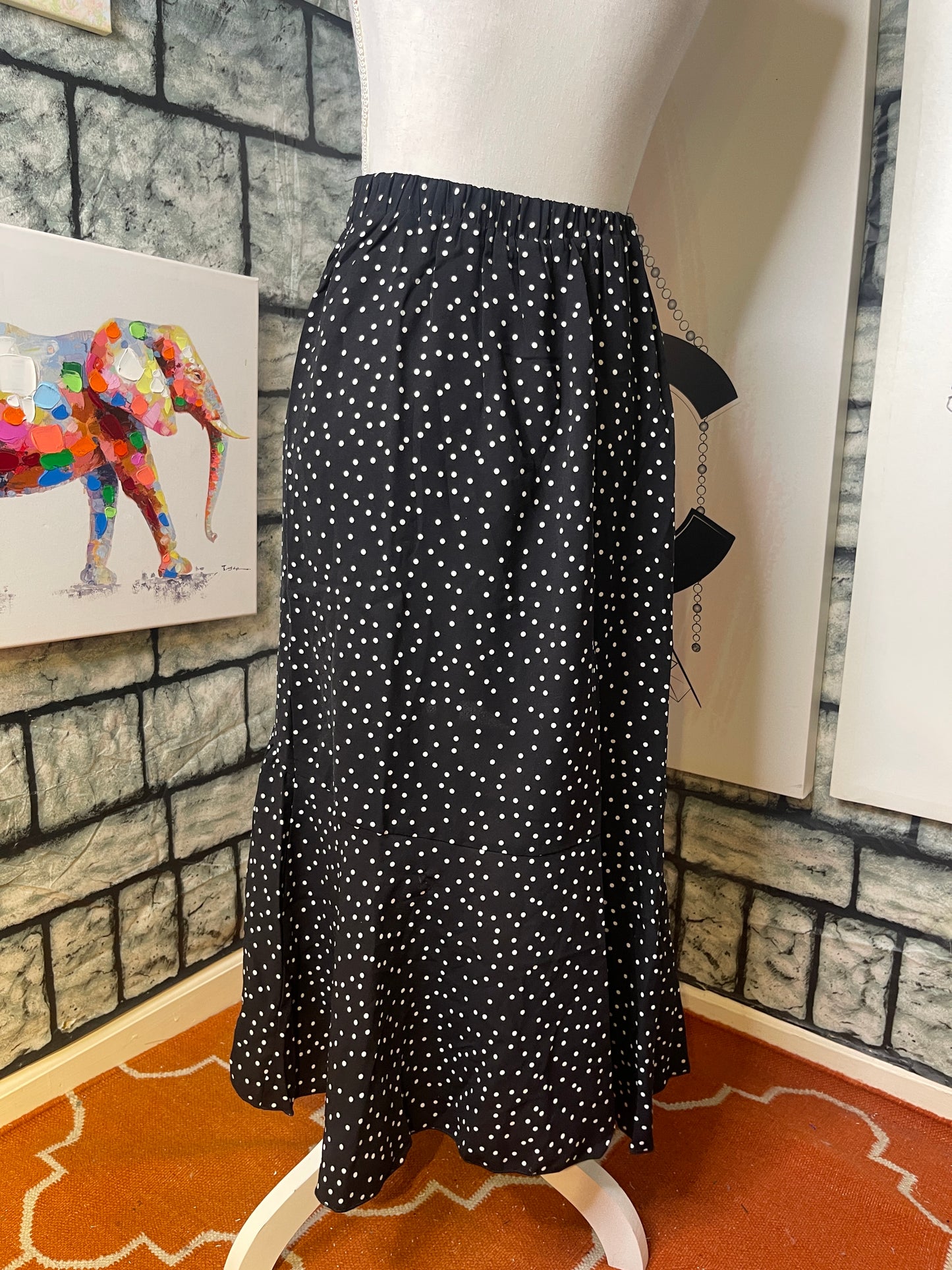 Black white polka dot skirt women sz small