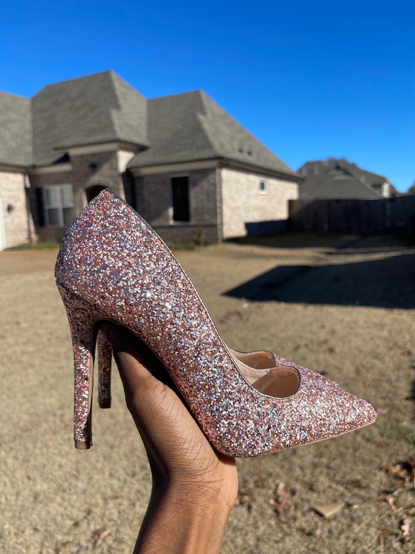 Charlotte Russe Rose Gold Pink Heels Women sz 7