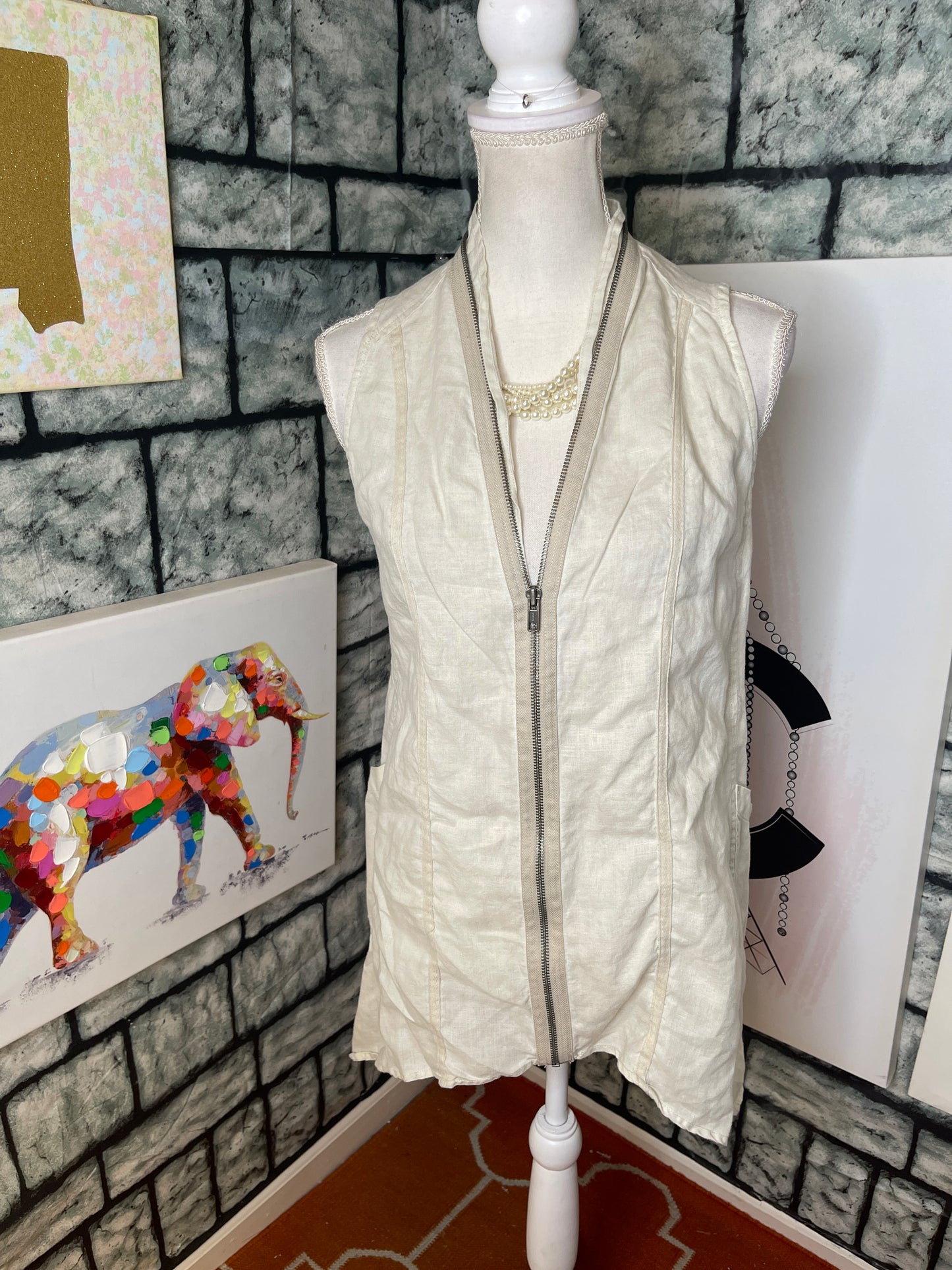 Luii Beige Blouse Women sz Small