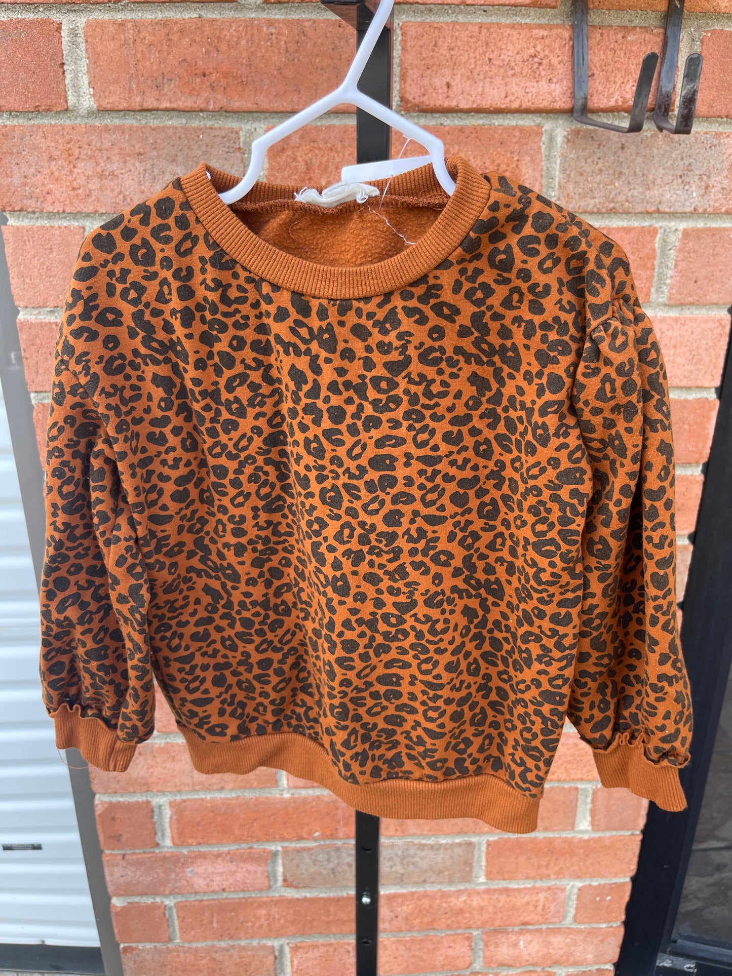 Jessica Simpson Orange Brown Print Crewneck Girls sz 4