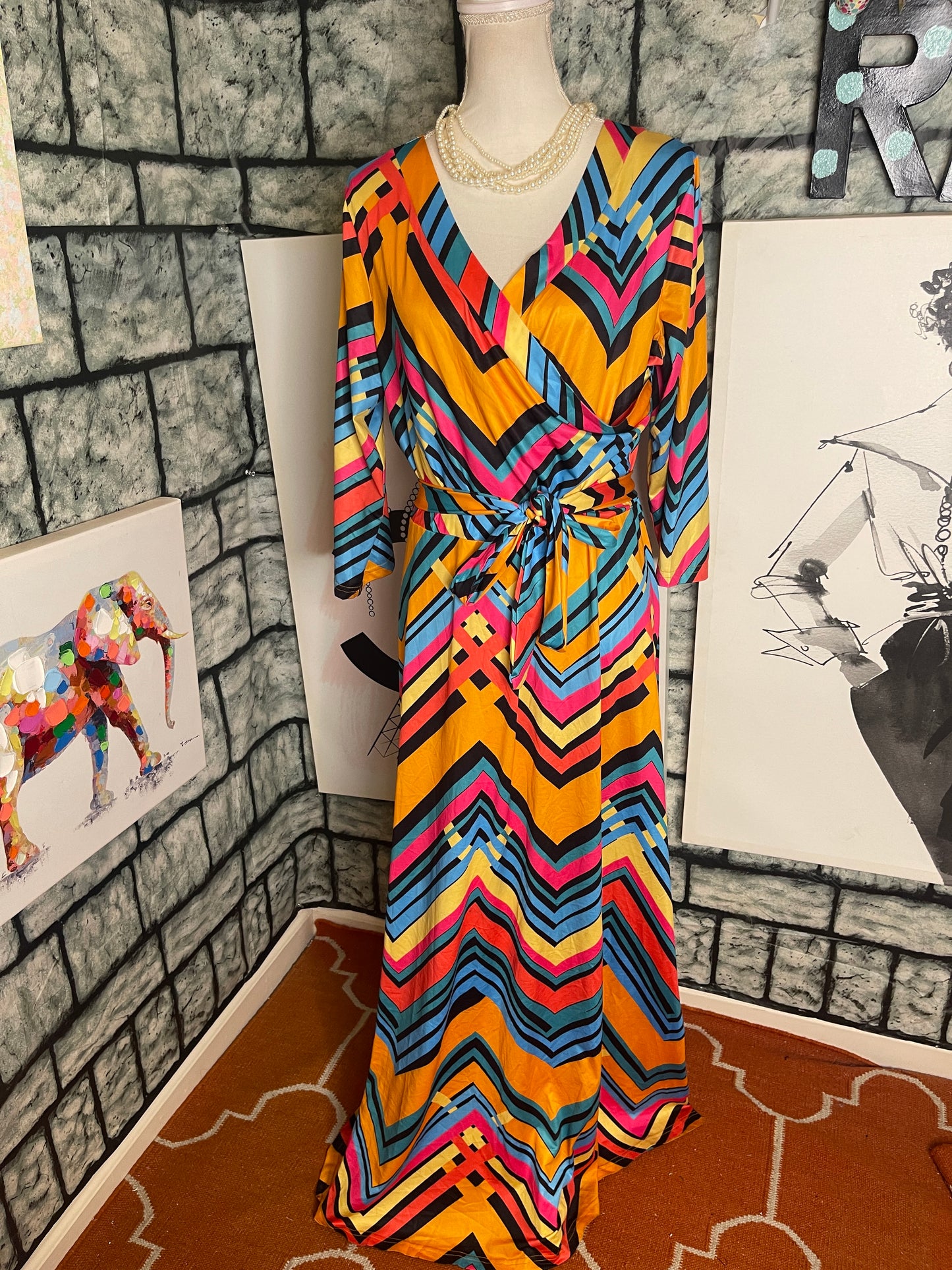 Locryz colorful dress women sz 1XL