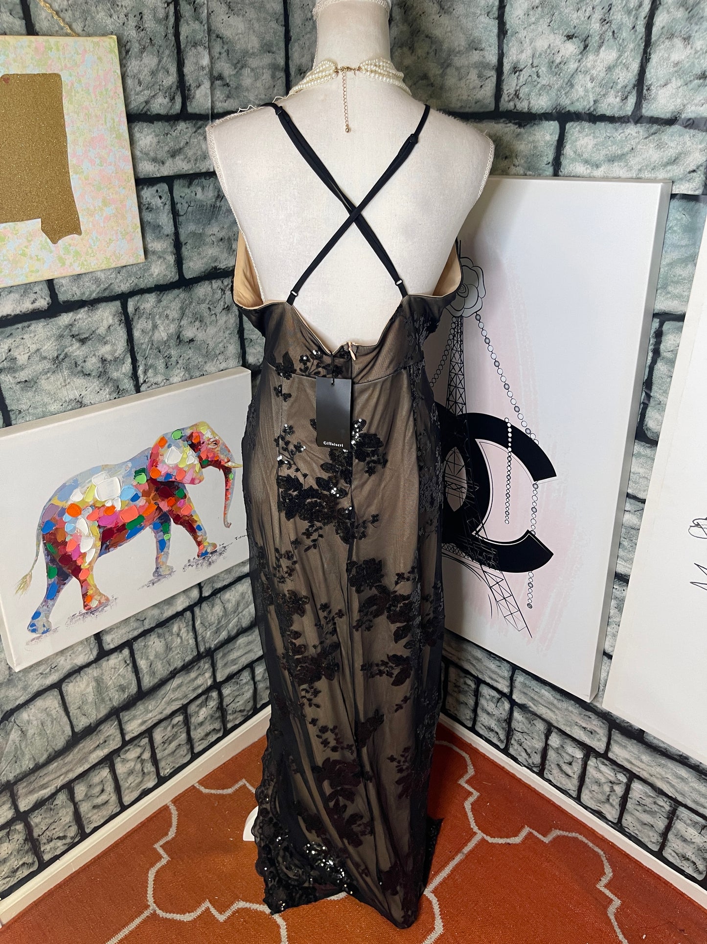 NEW Giffniseti Black Tan Dress Women sz 1XL