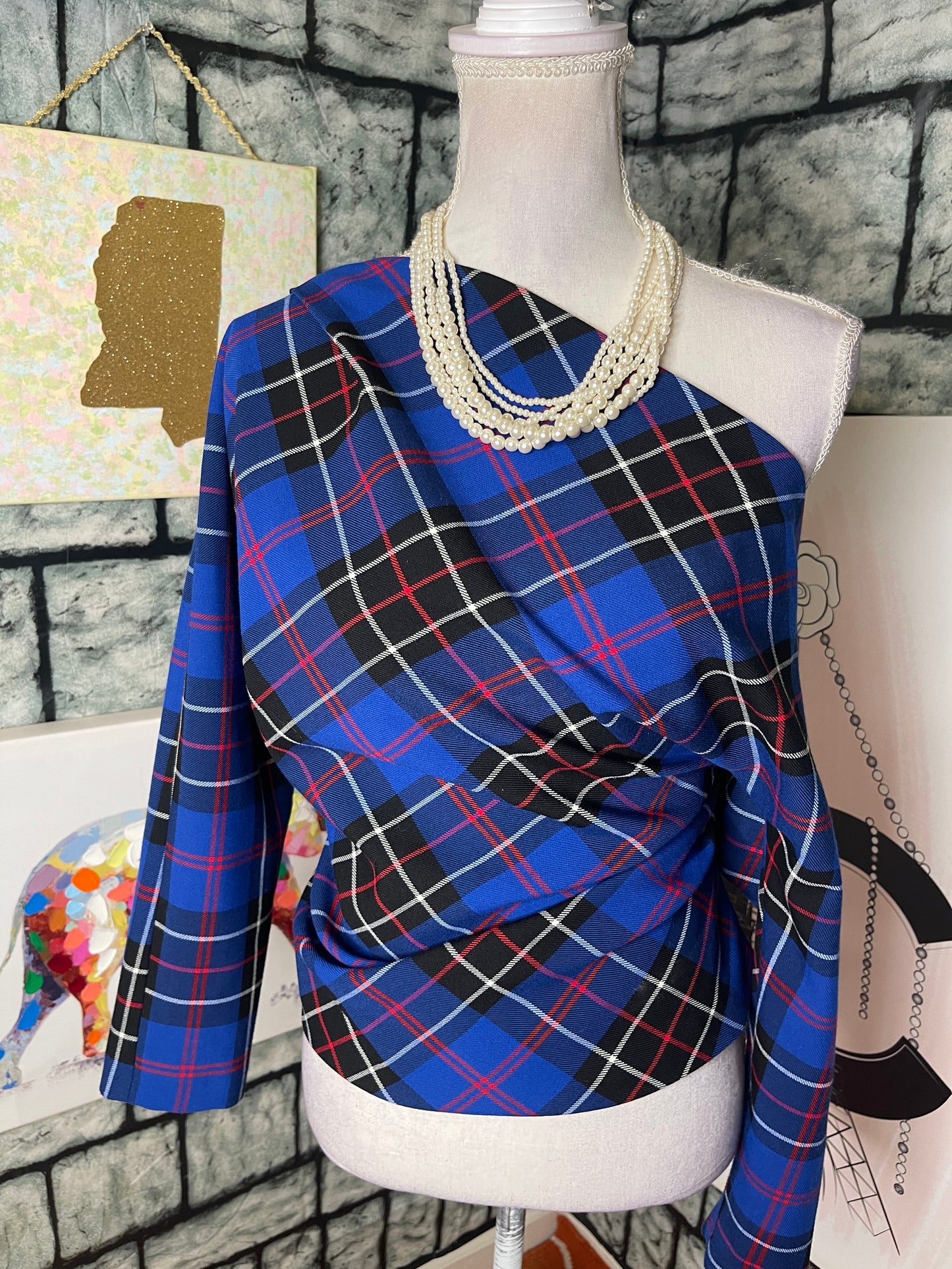Zara Blue Red 2 piece Skirt Set Women sz Medium