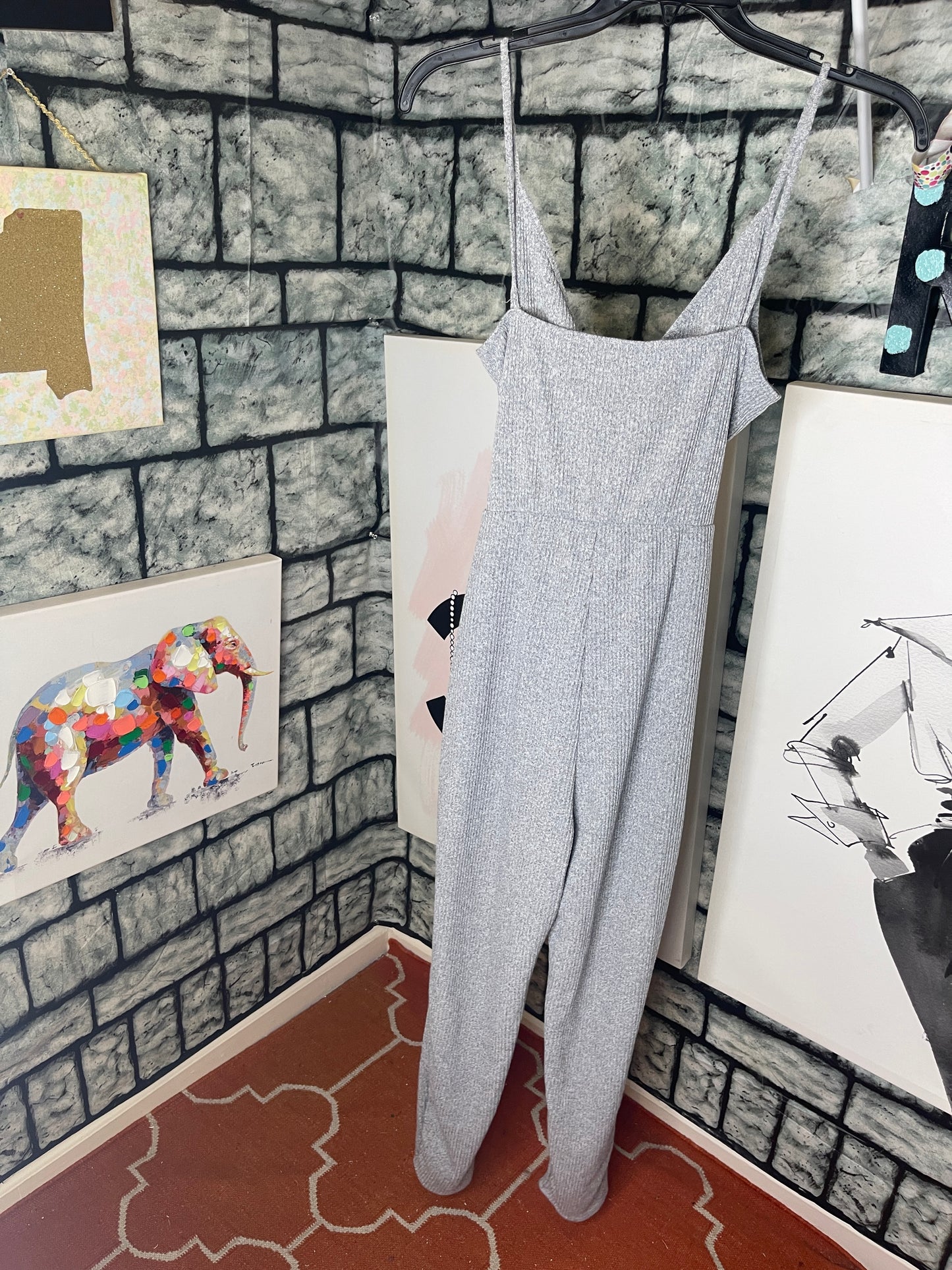 Fashion Nova Gray Jumpsuit Women sz 2XL