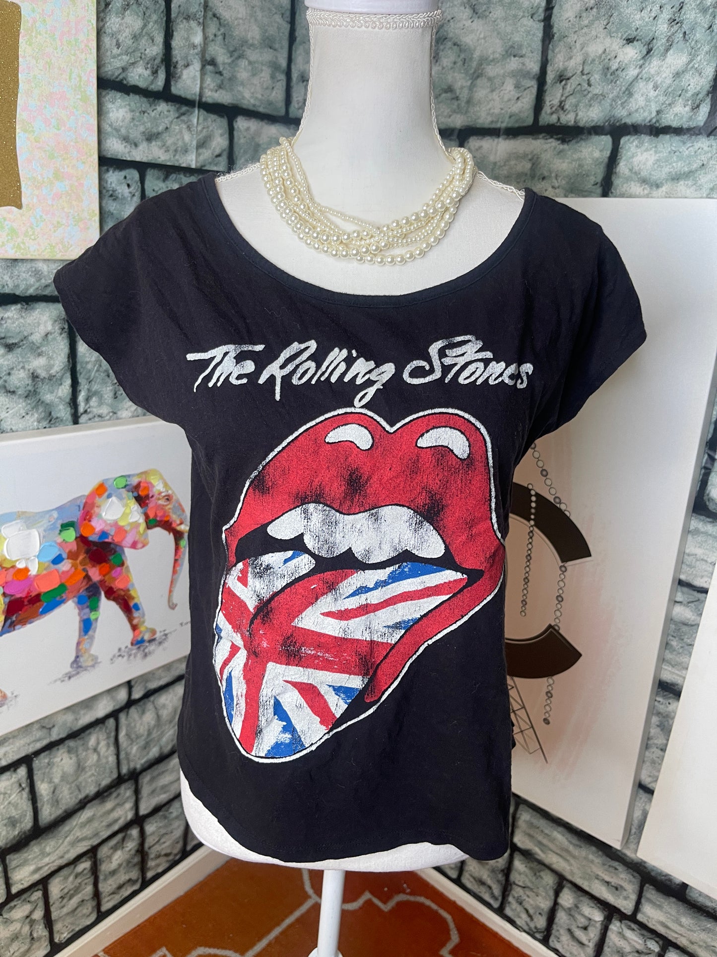The Rolling Stones Black T-Shirt Women Sz Medium