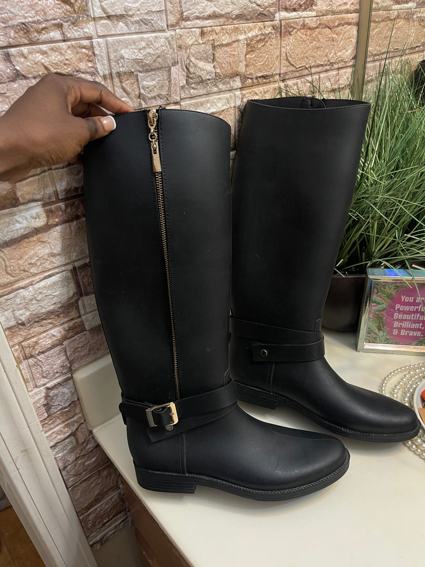 Black Rainboots Women sz 9