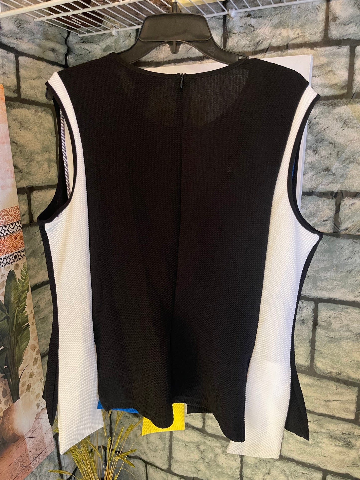 NEW Asheley Stewart Blue Black Blouse Women sz 18/20