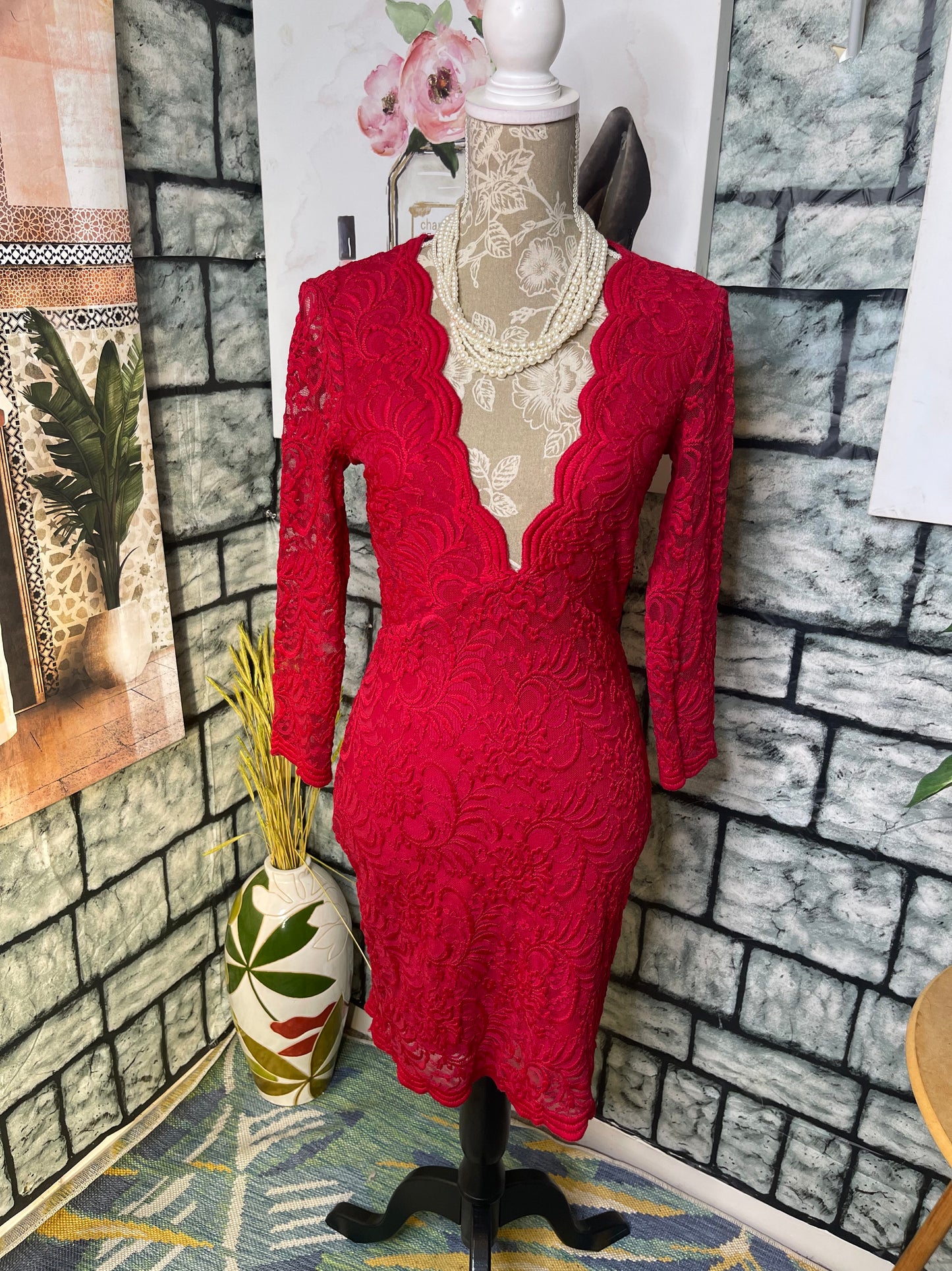 BeBe Burgundy Dress Women sz Small