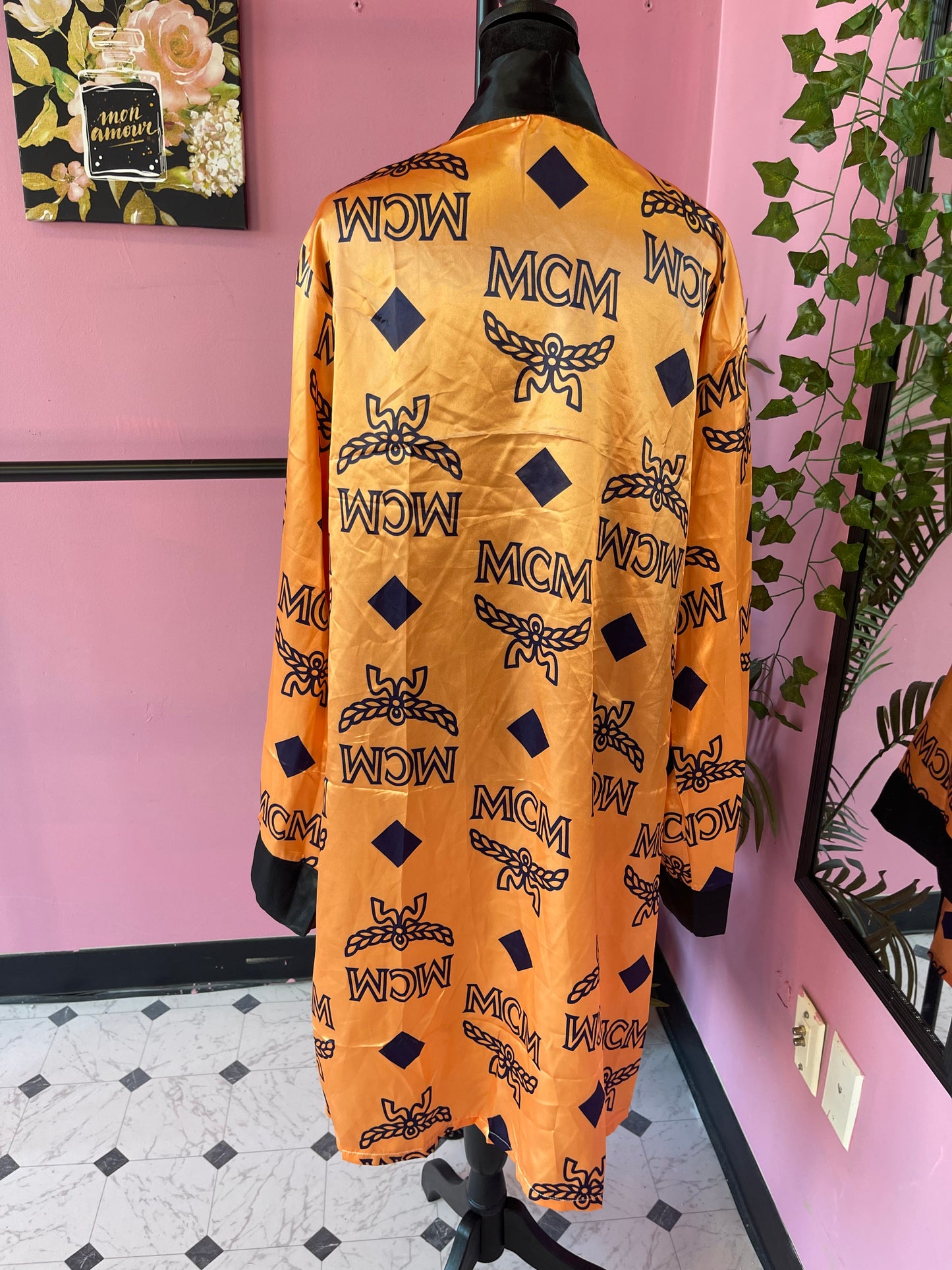 “MCM” cover / duster orange women sz Fits up to 2XL