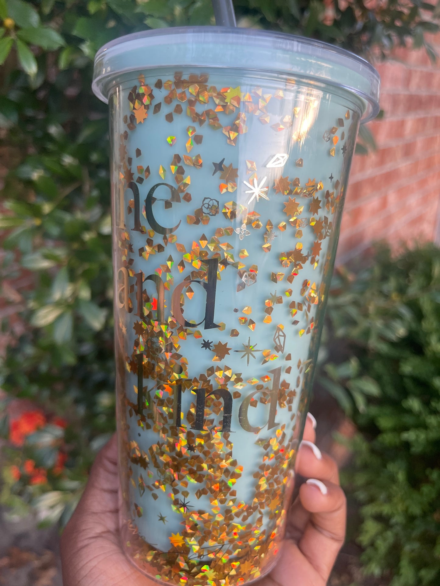 Shine & be kind cup blue gold