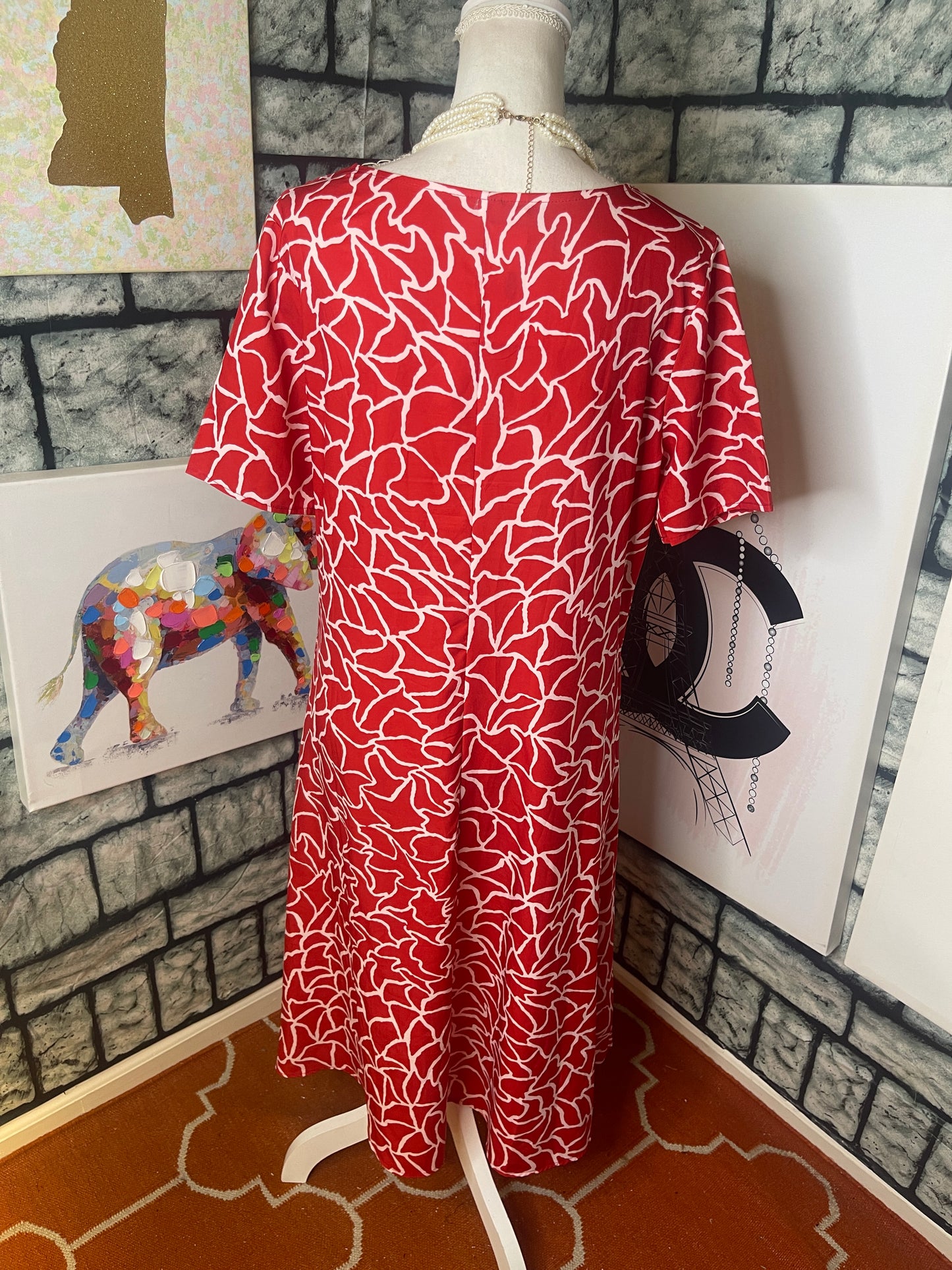 Red and White Dress Women Sz Medium