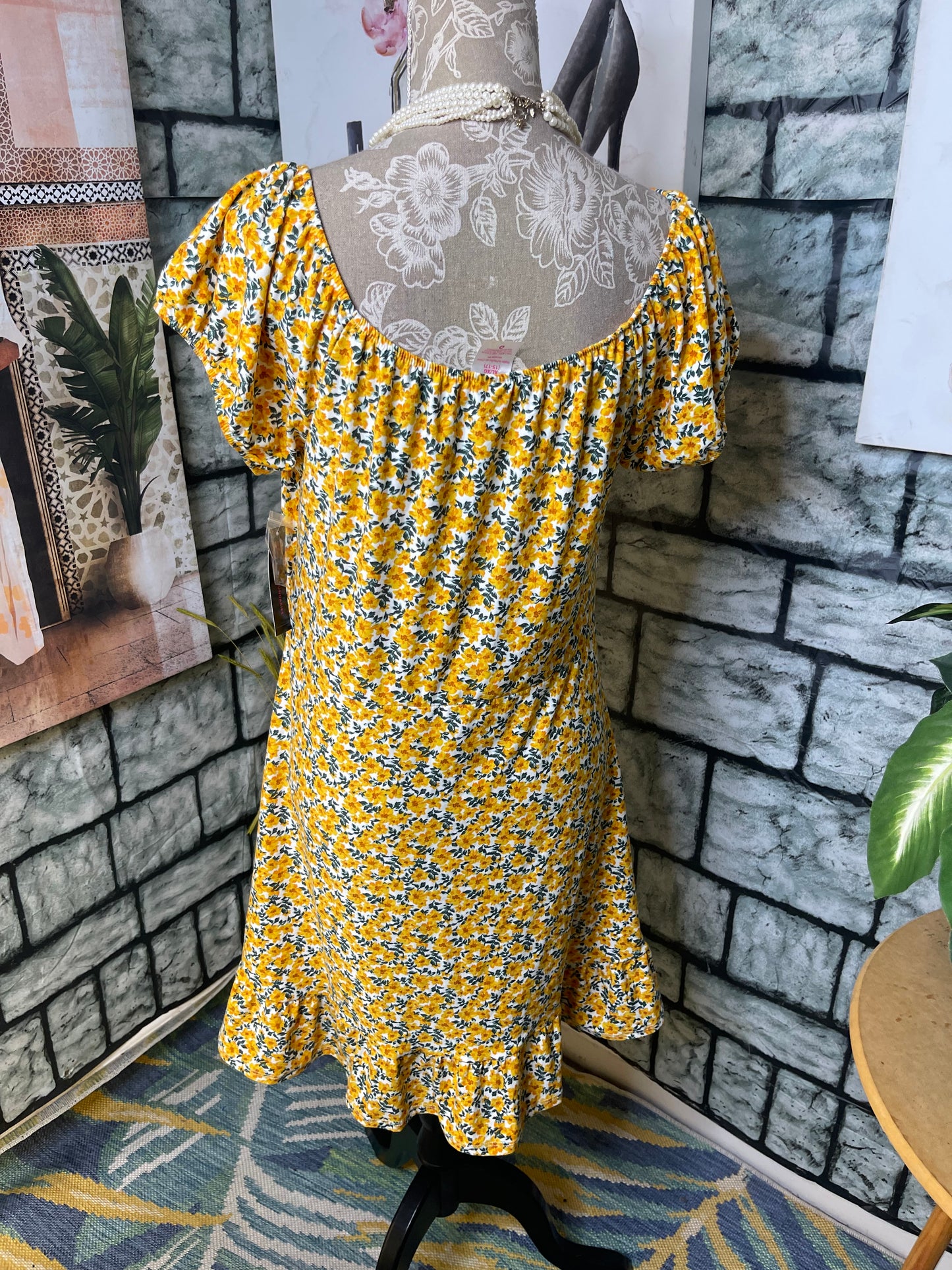 NEW NoBo Yellow Floral Dress Women sz XL
