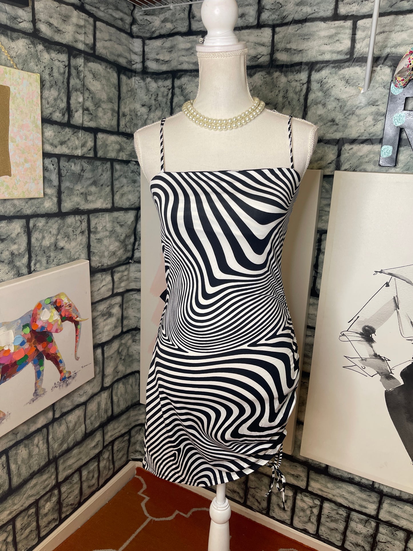 NEW H&M Black White Dress Women sz Medium