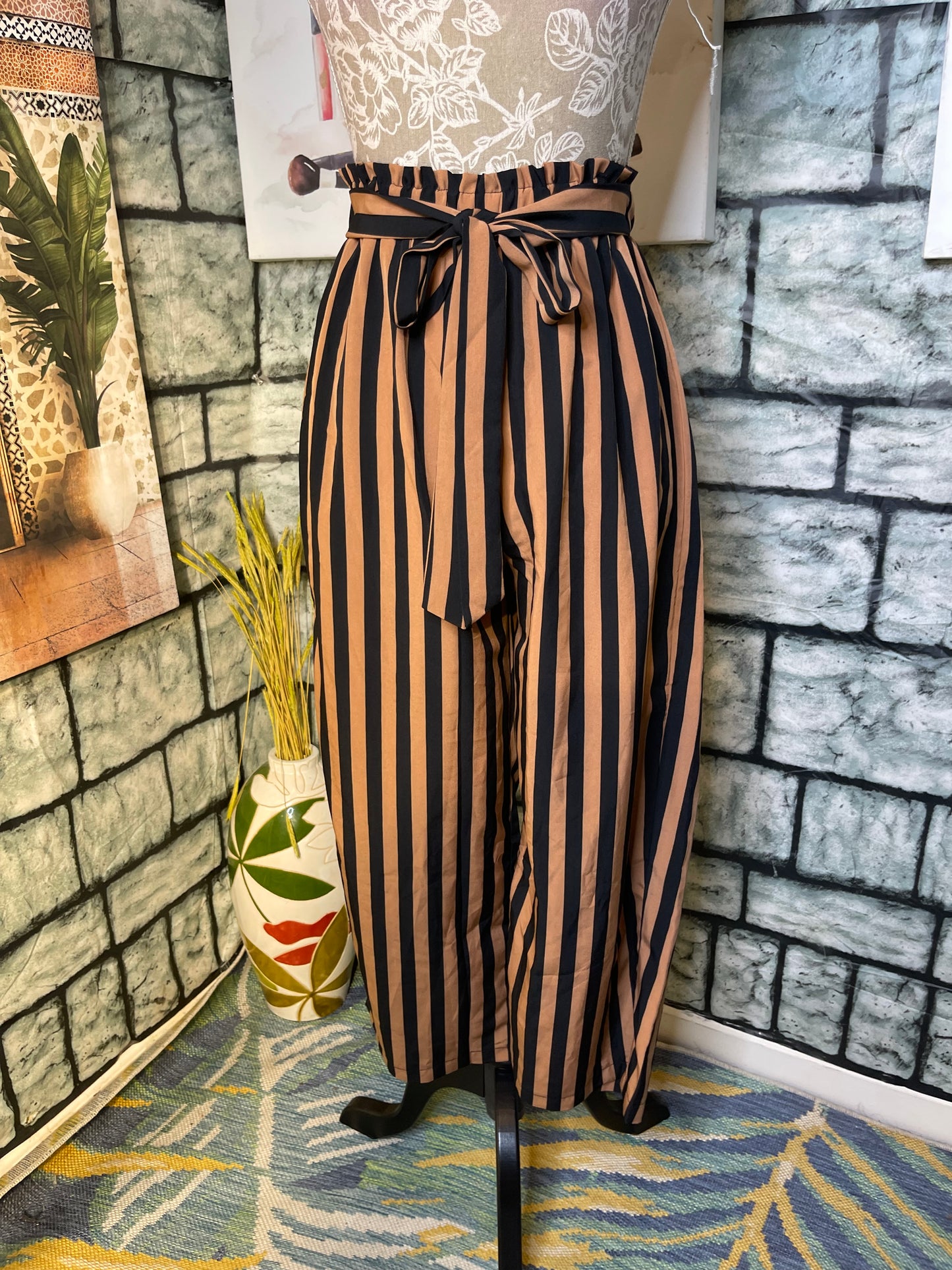 Shein Brown Black Pants Women sz XS