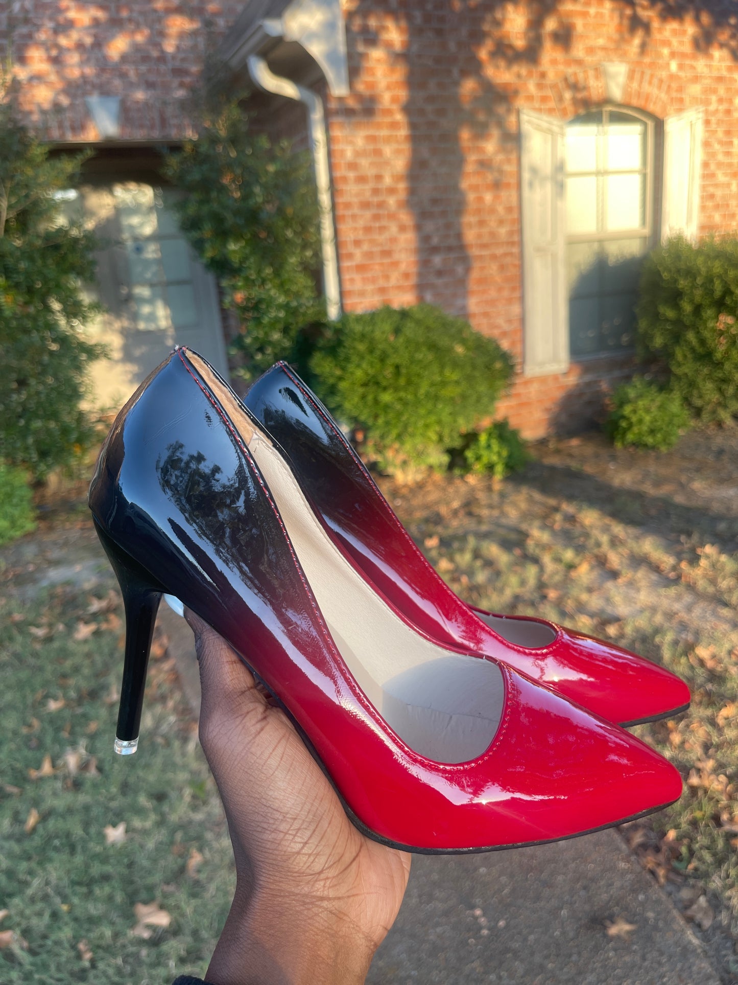NEW red black heels women sz 8