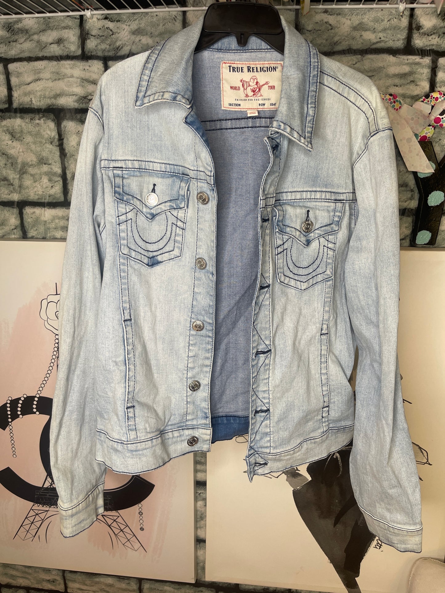 True Religion Denim Blue Jacket Men sz Large