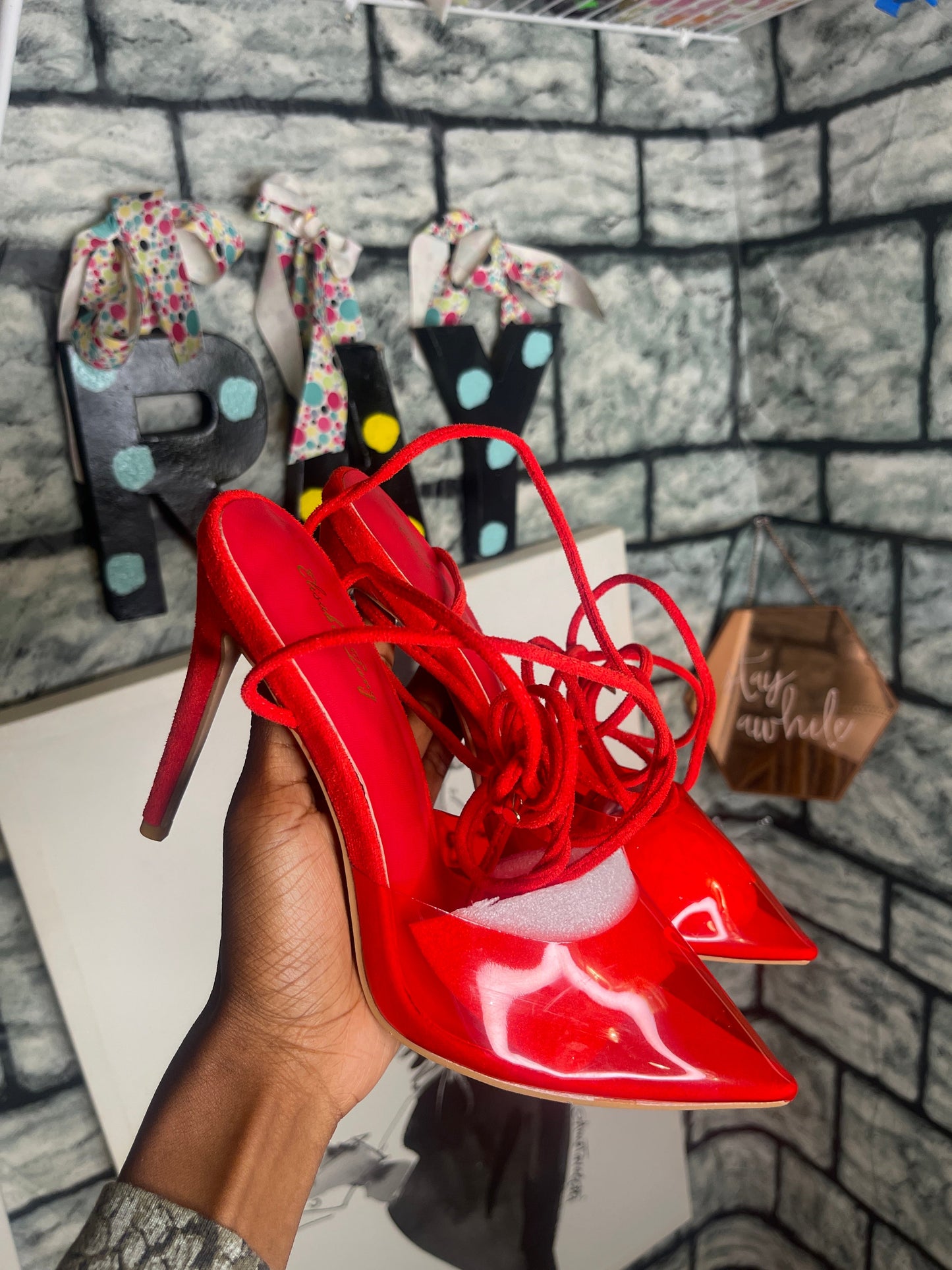 NEW red clear with strap women sz 8.5