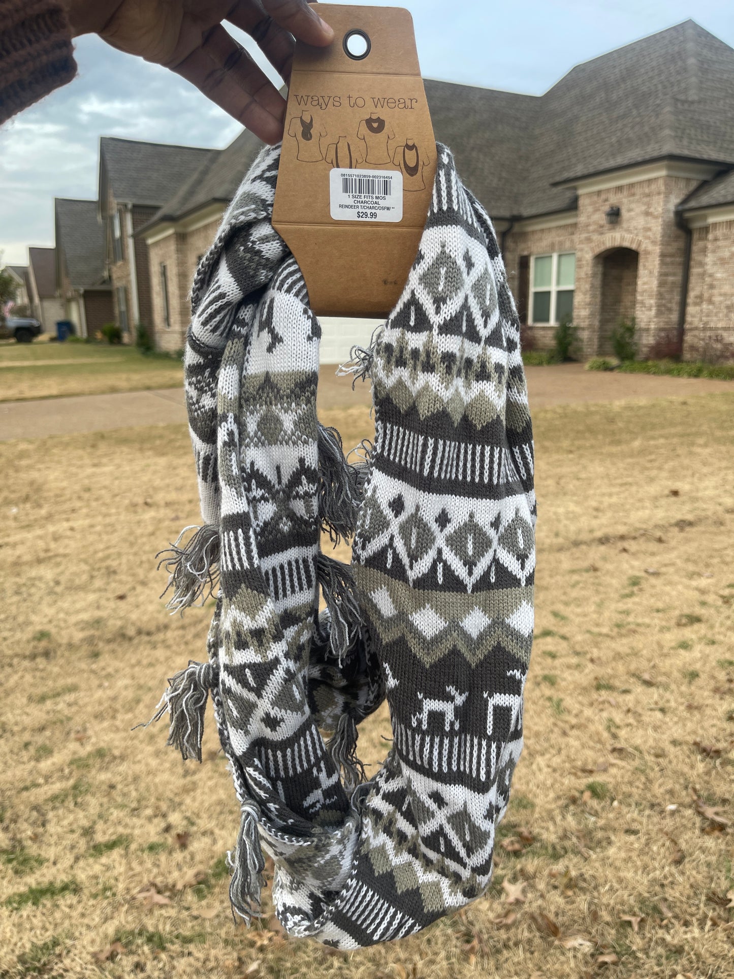 NEW Quagga gray white scarf women