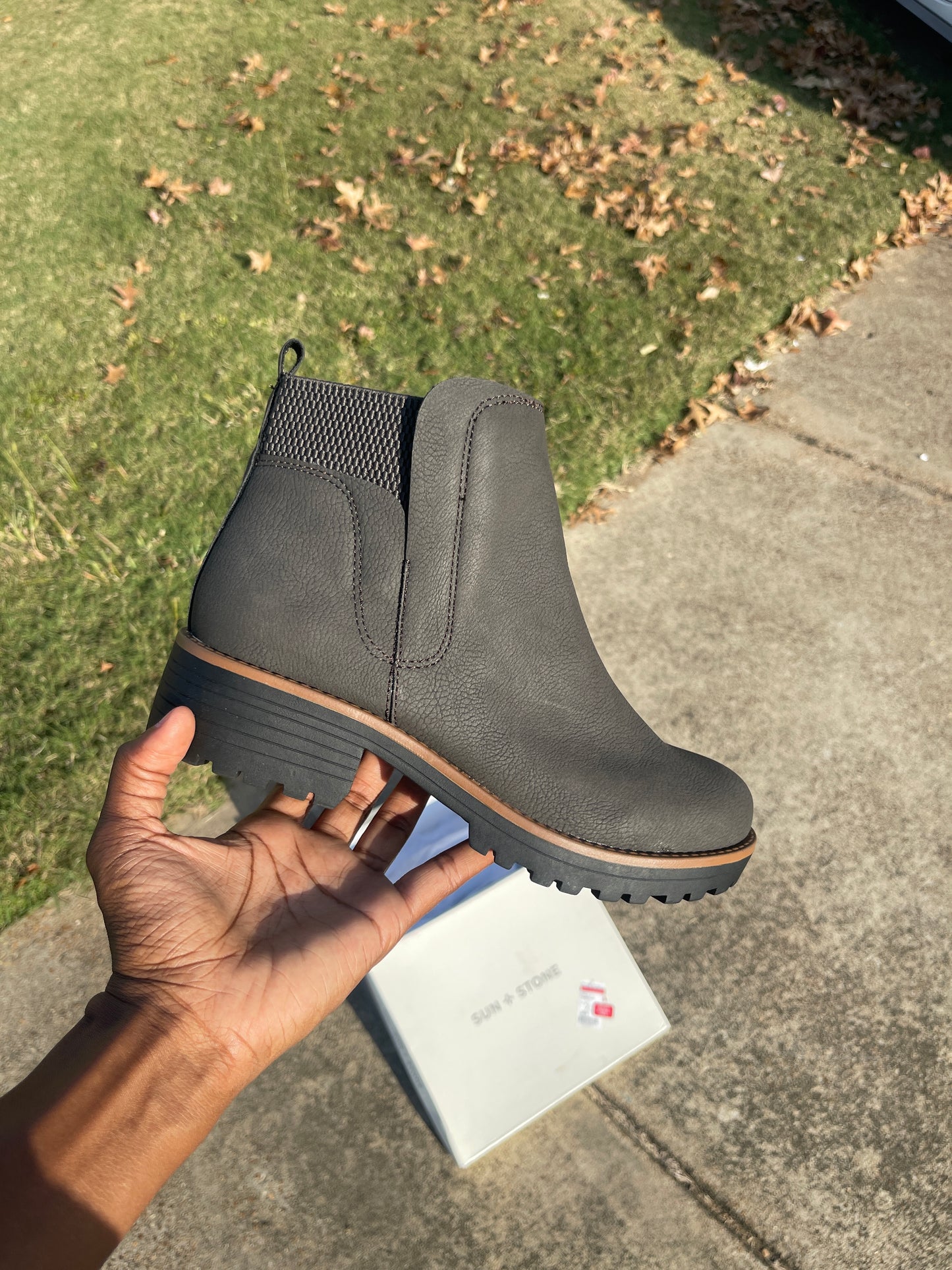 NEW Sun Stone gray boots women sz 8