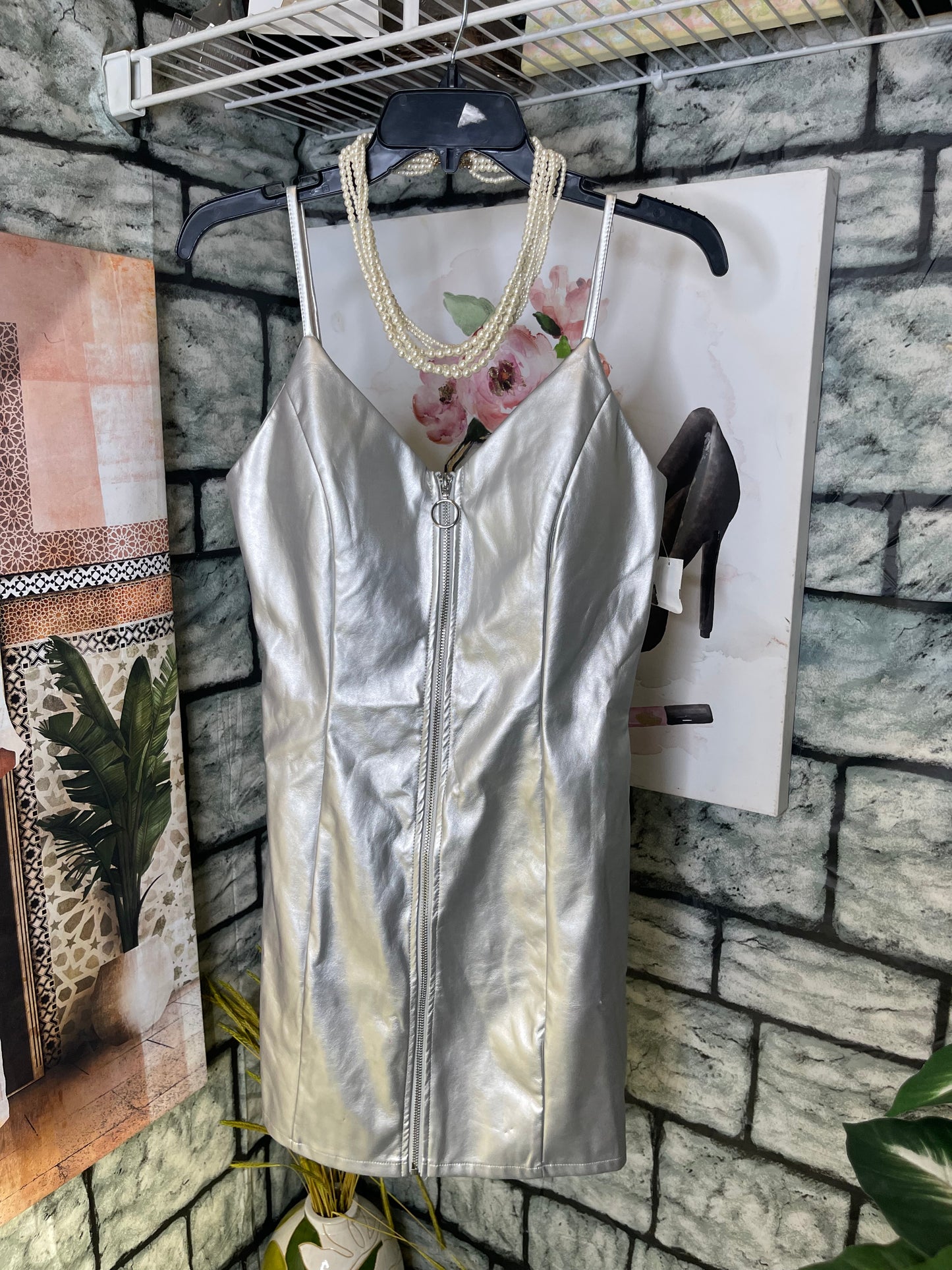 NEW Blashe Silver Dress Women sz Medium