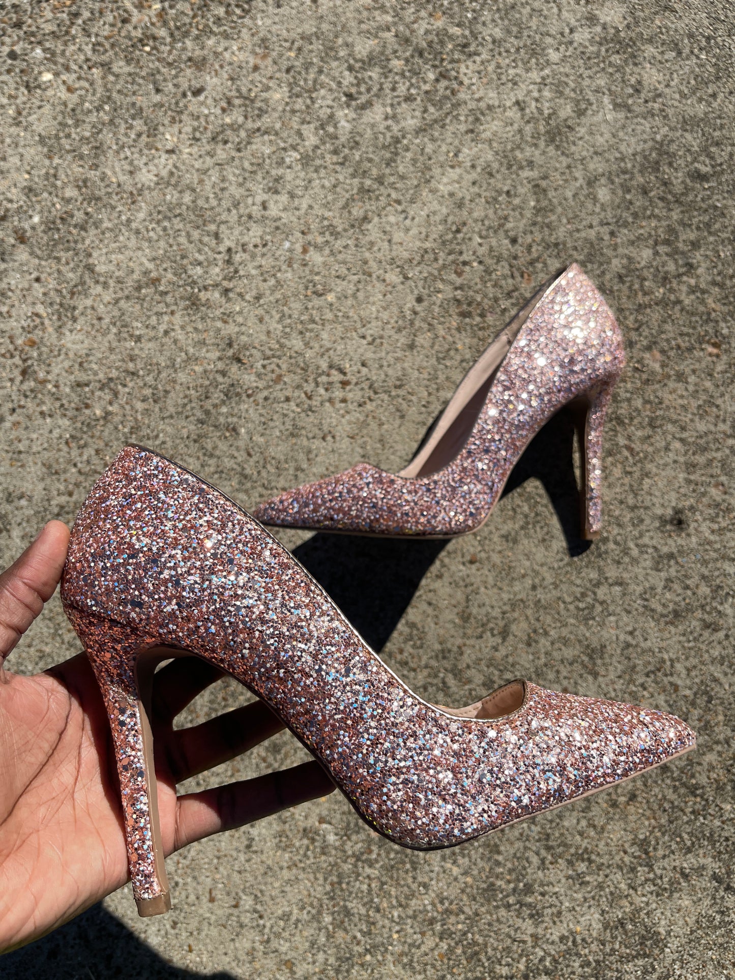 Charlotte Russe Rose Gold Pink Heels Women sz 7