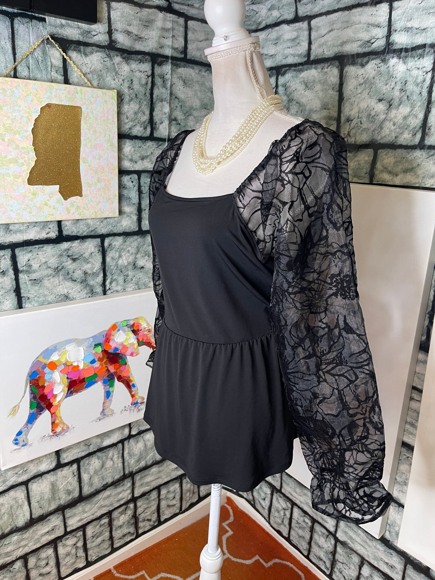 Maurices Black Blouse Women sz XL