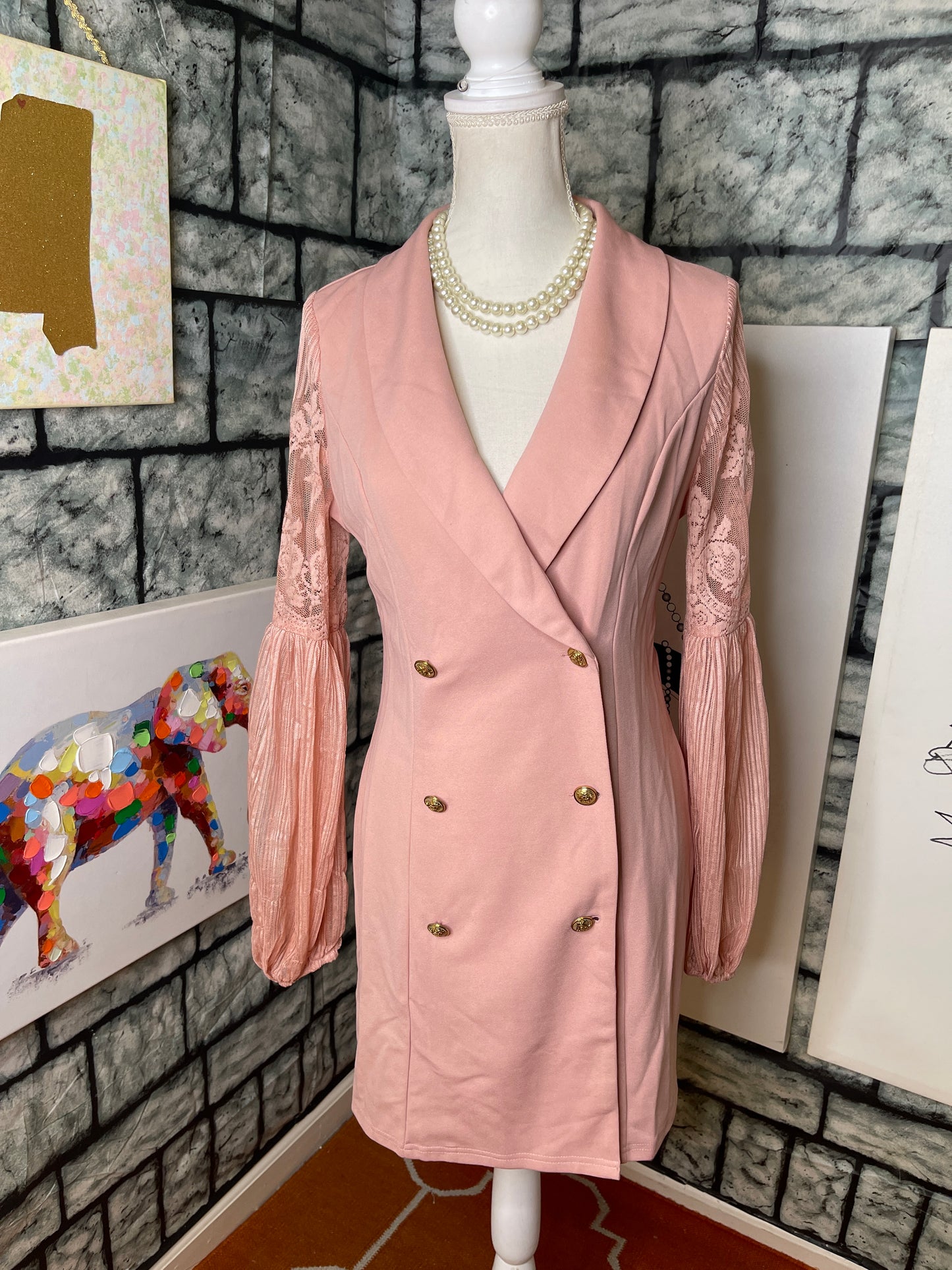 Shein Pink Blazer Dress women sz Medium