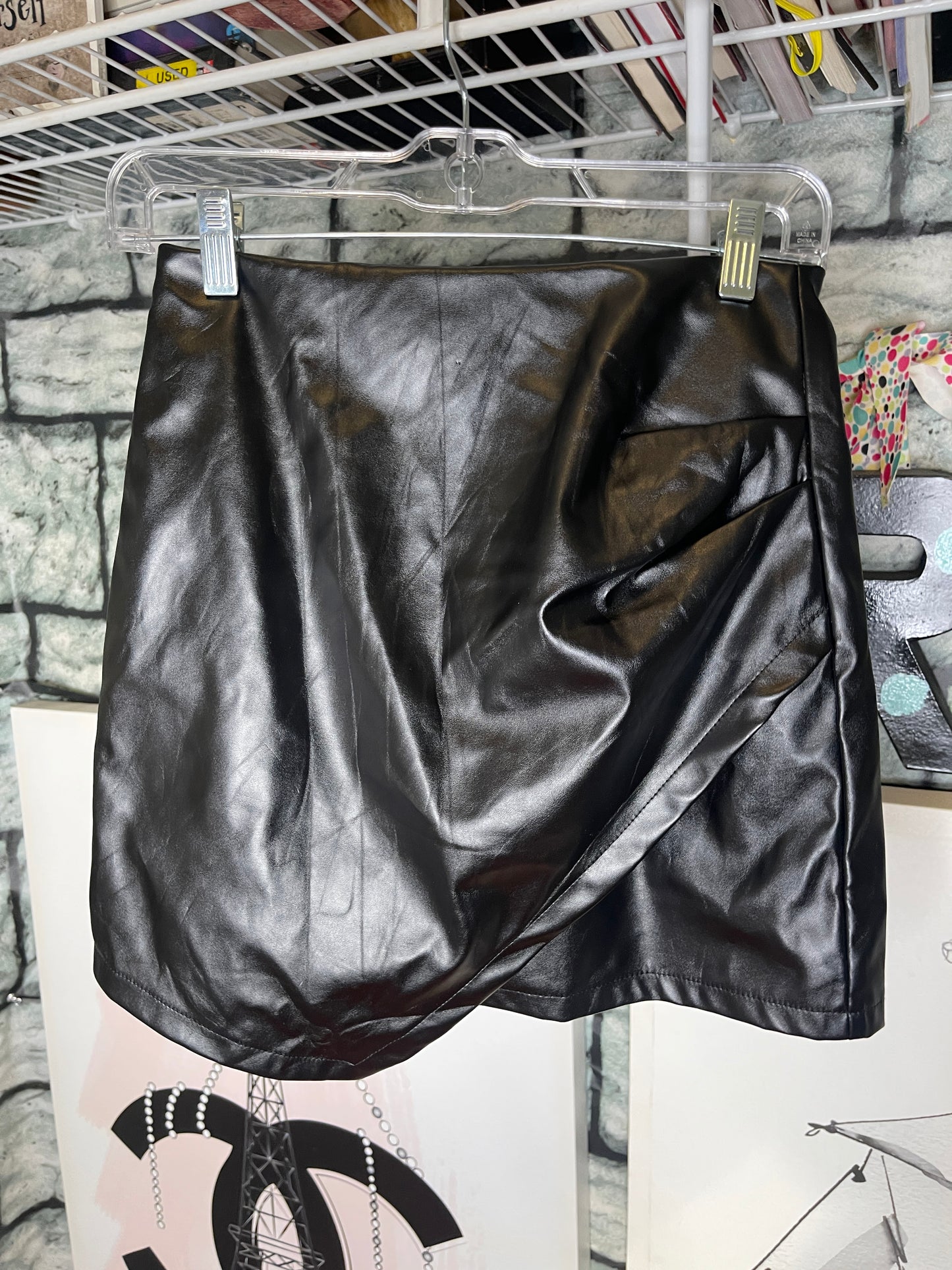 Black Leather like Short Pants Women Sz XS