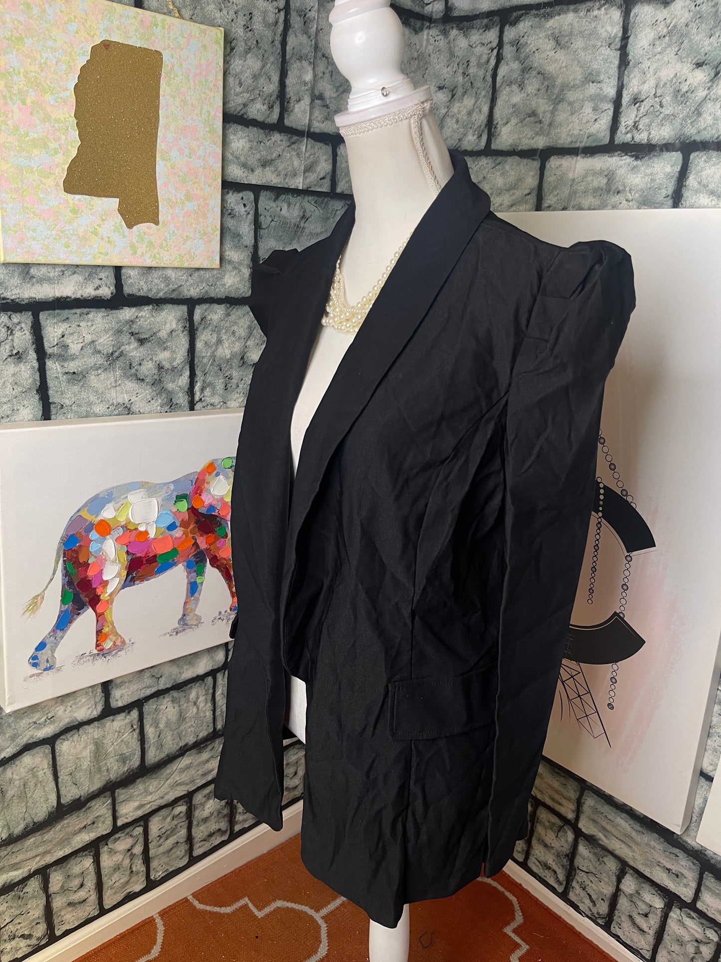 Black Blazer Blouse Women sz XL