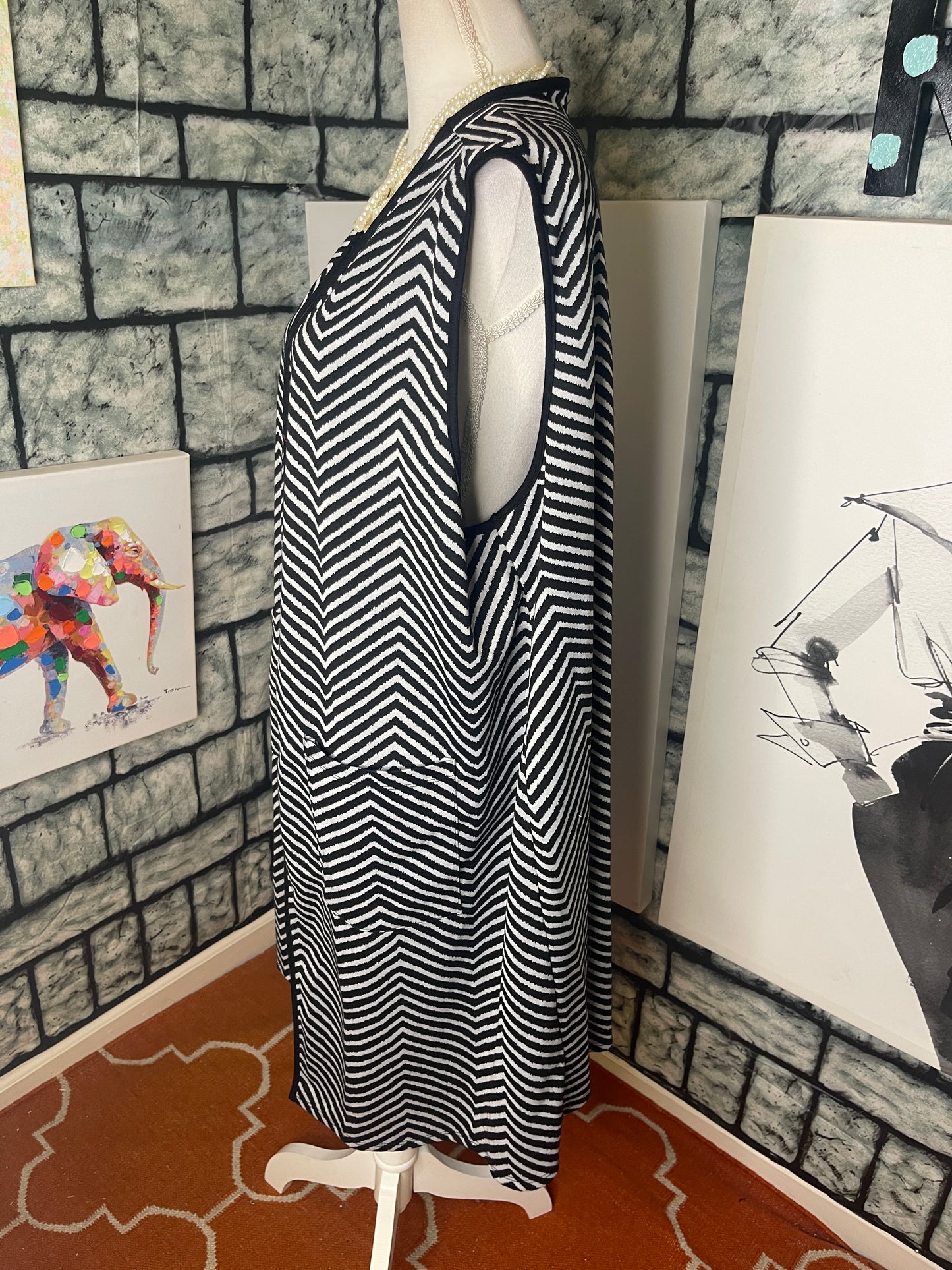 Olivia Blu Black White Cardigan Women sz 2XL