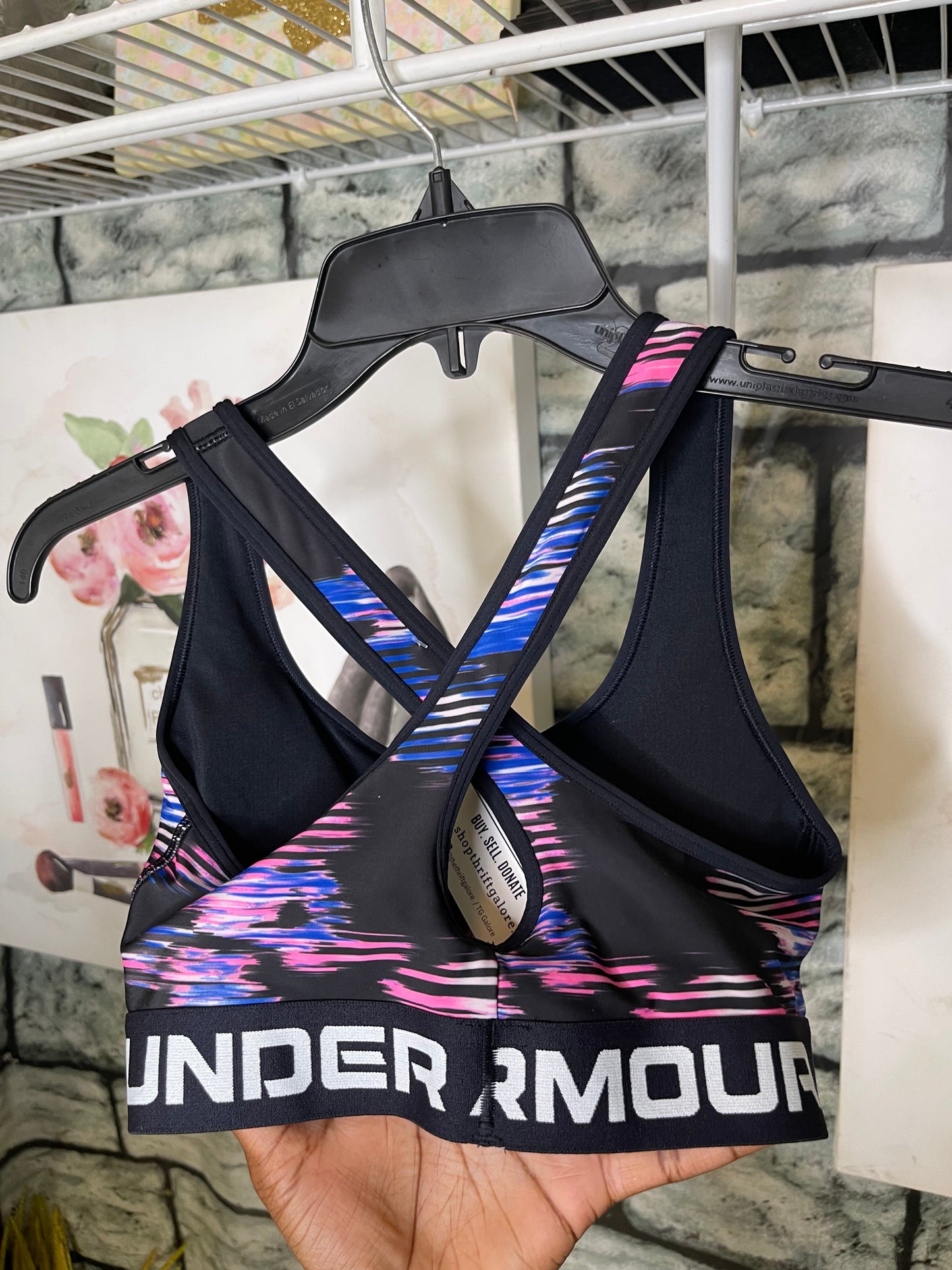 Under Armour Purple Black Sports Bra Women sz Small