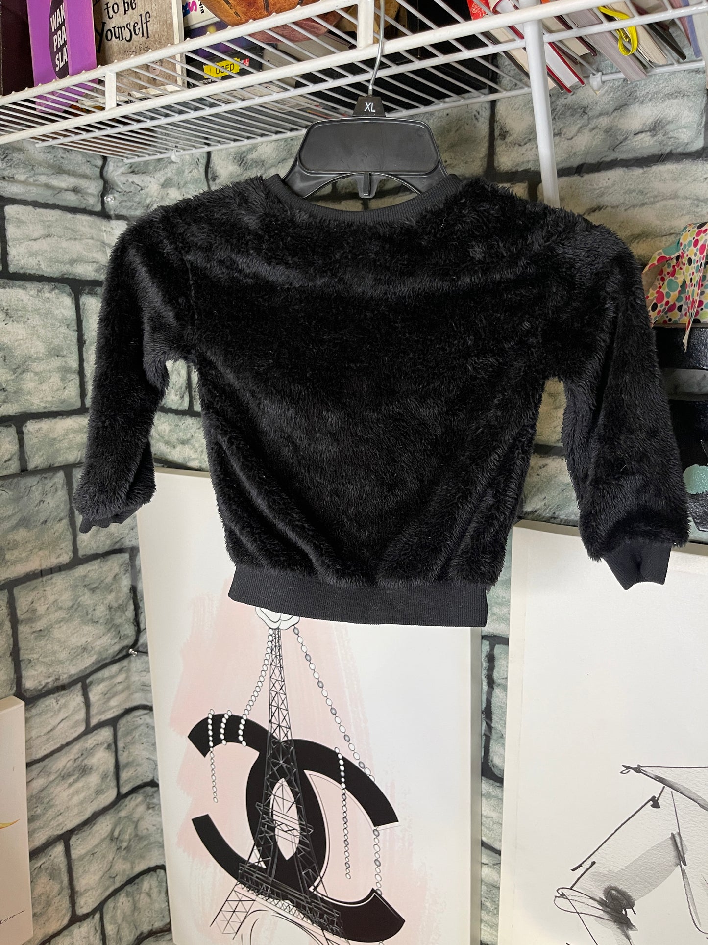 Hello Kitty black fuzzy shirt girls sz 3T