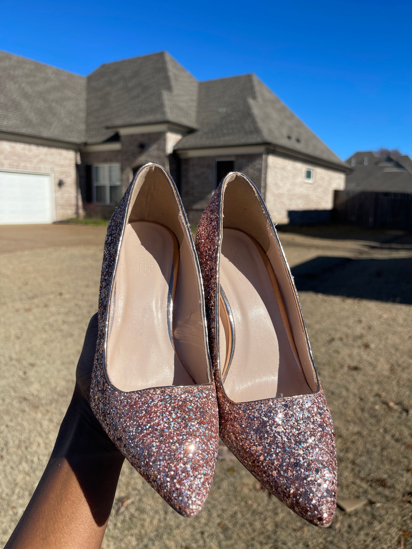 Charlotte Russe Rose Gold Pink Heels Women sz 7