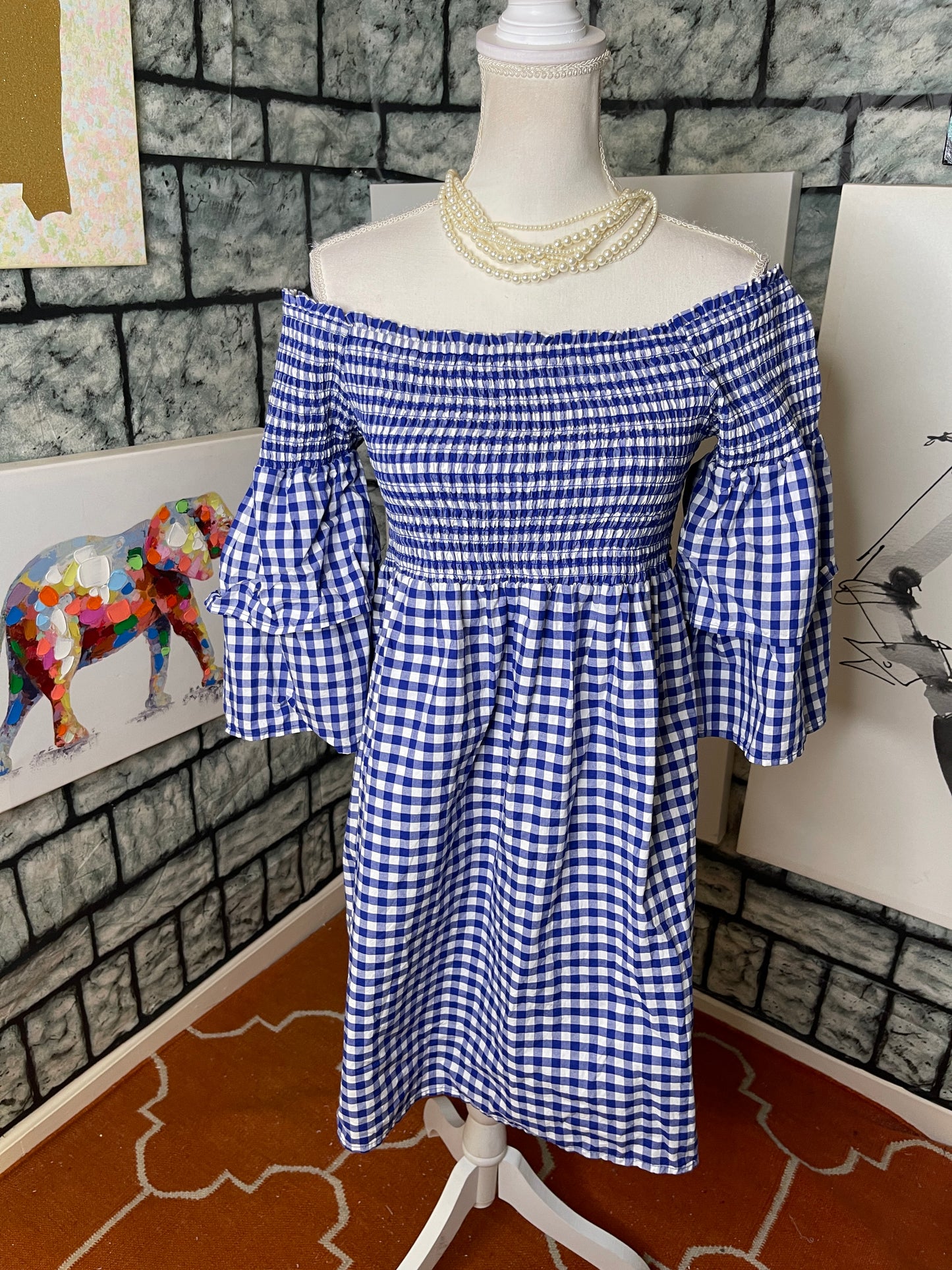 Cupio Blue and White Dress Women Sz Large