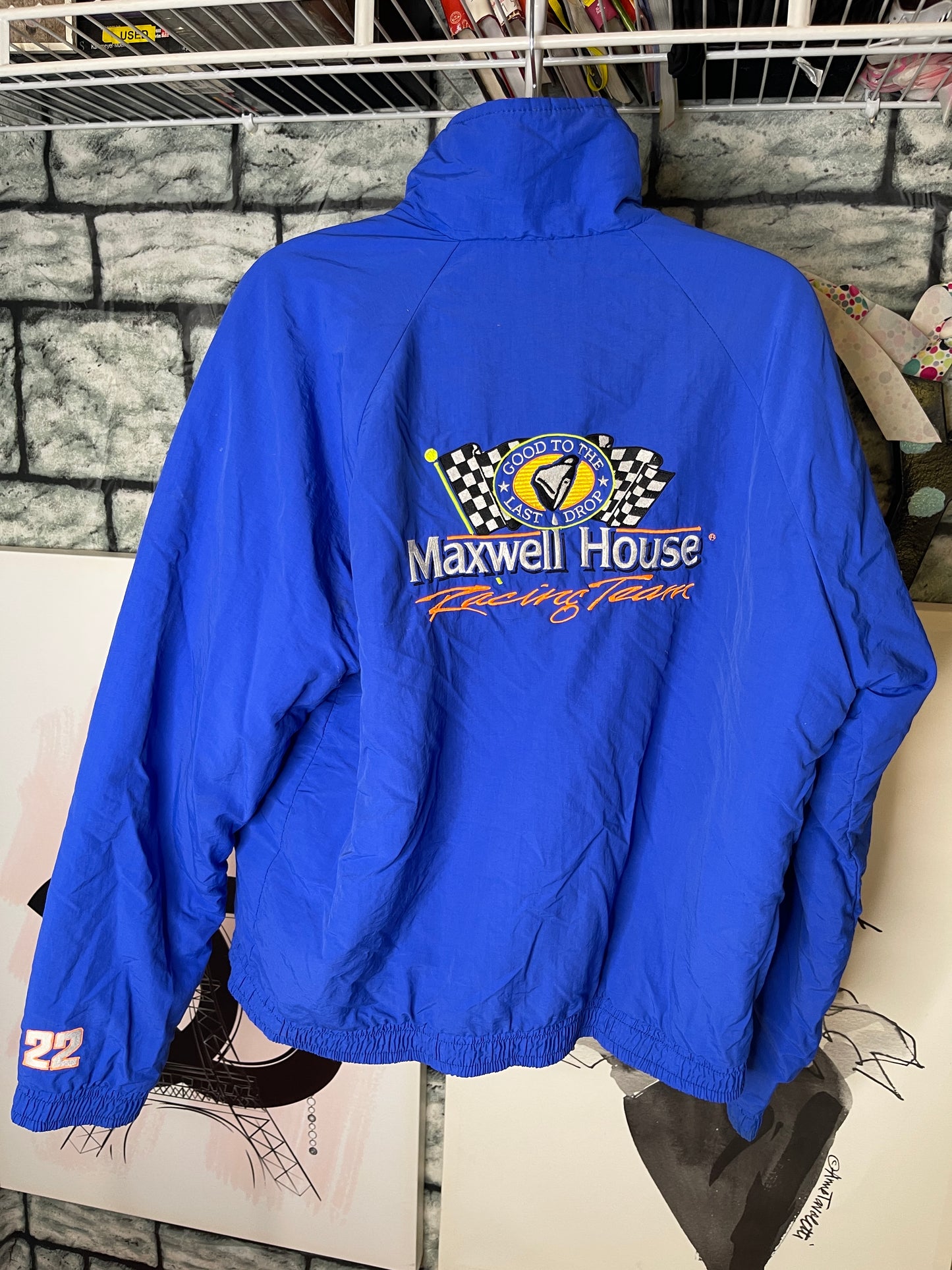Motorsport Vintage Maxwell House Blue Jacket Men sz XL