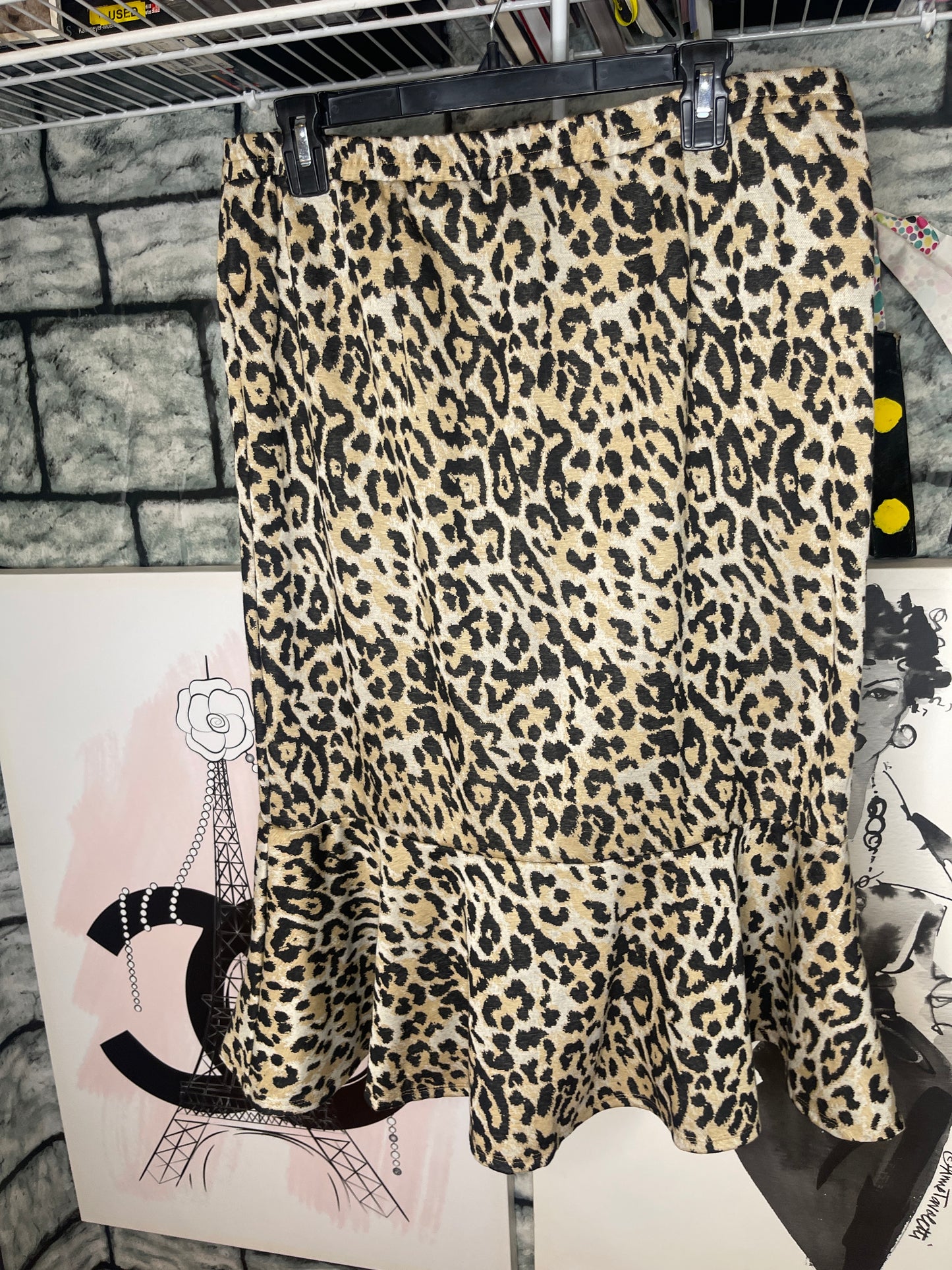 Est 1946 Brown Animal Print Ruffle Skirt Women sz Large