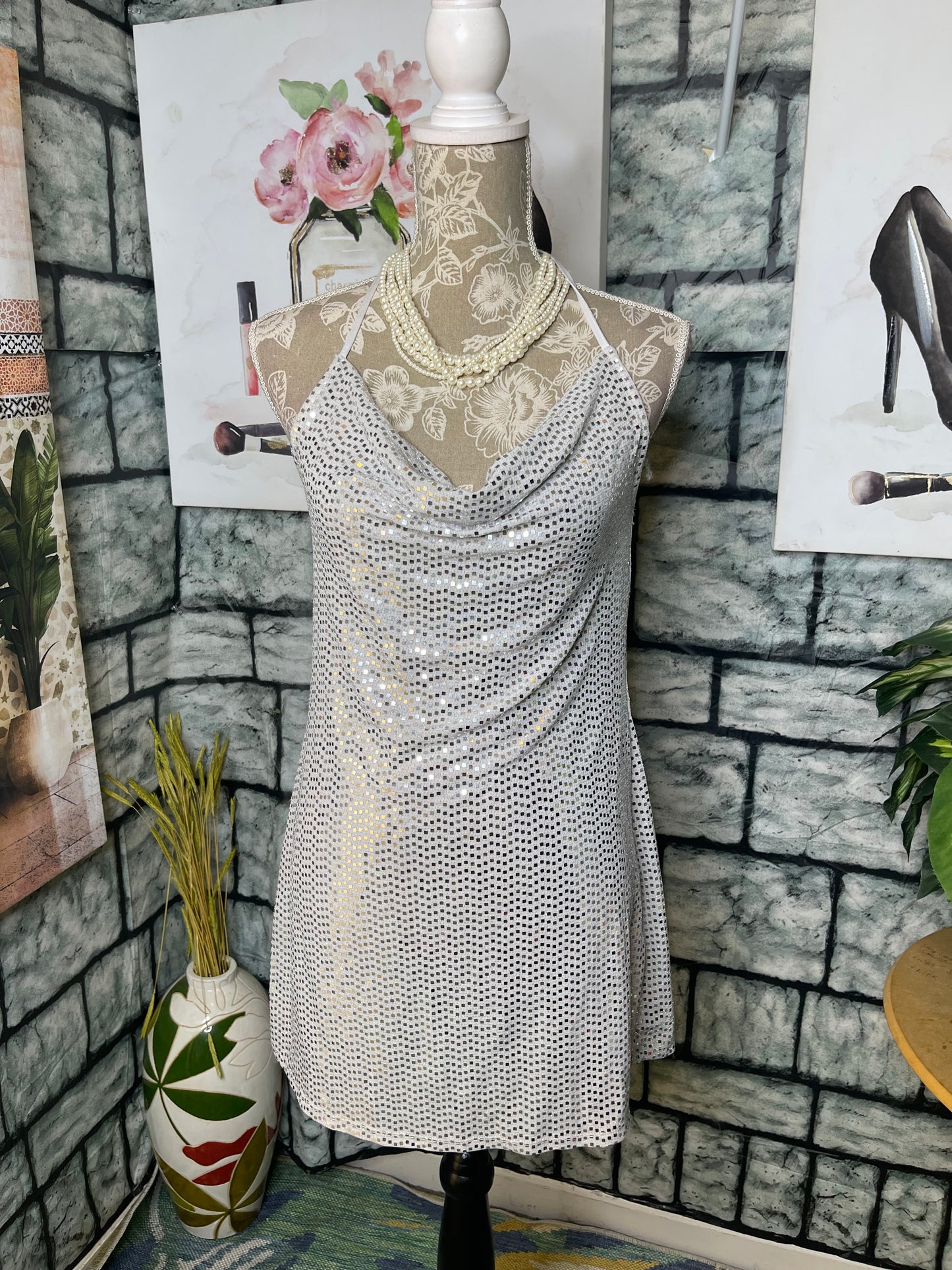 H&M Silver Dress Women sz Small