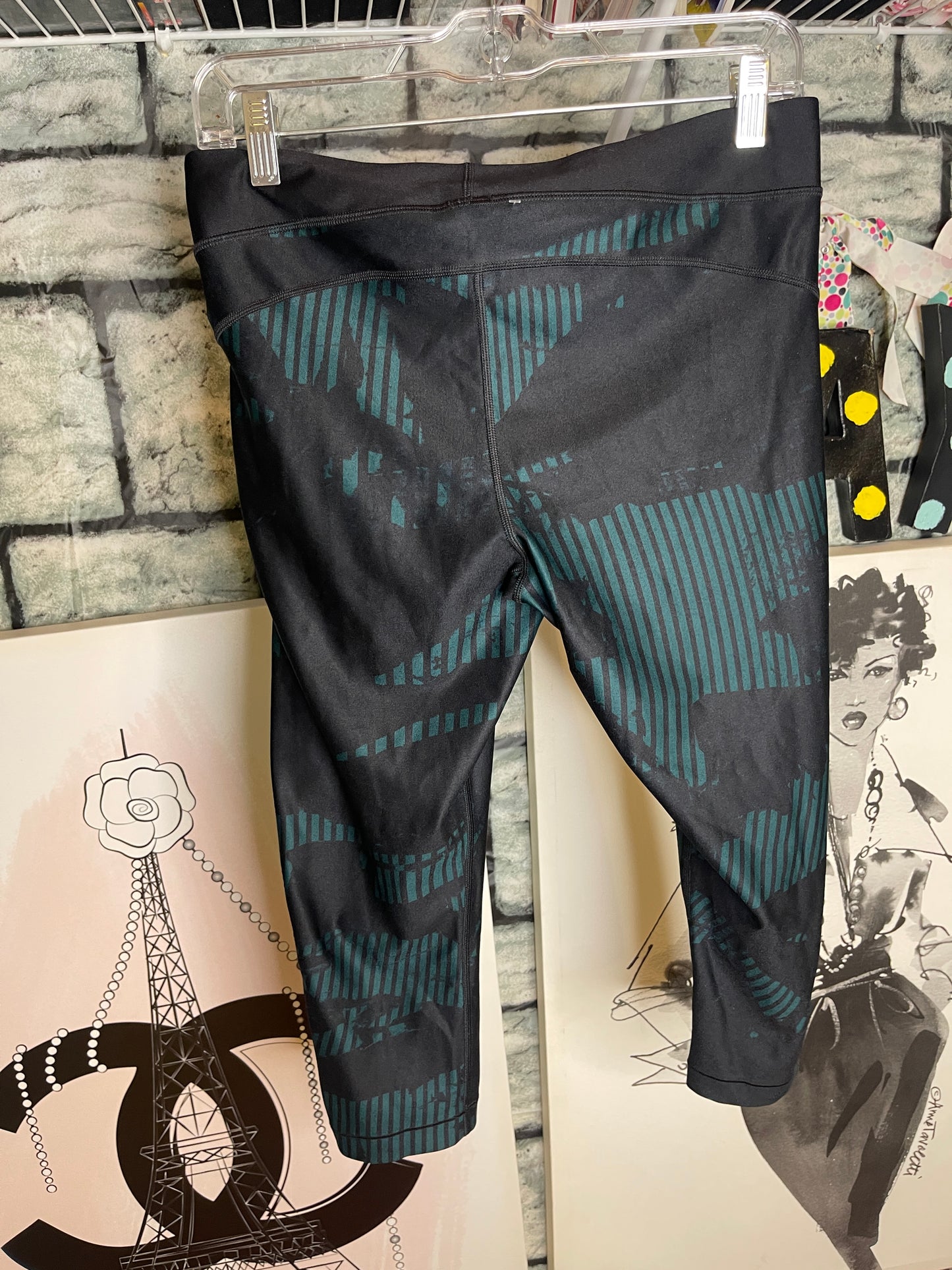 Under Armour Tights Black Green Women sz Large