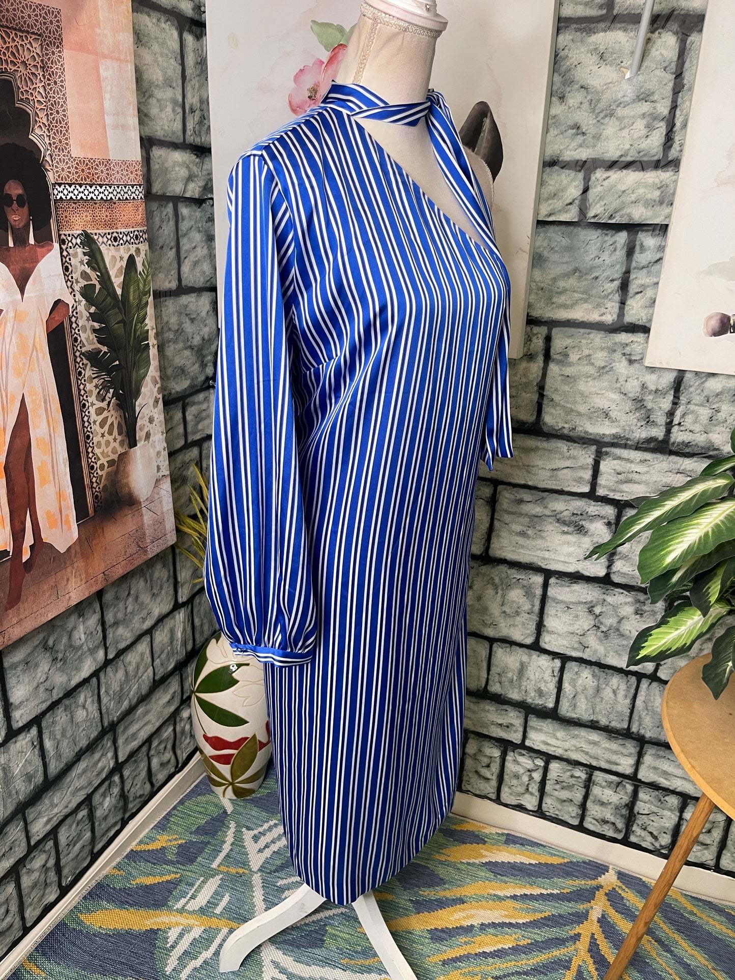 Banana Republic Blue White Dress Women sz 14