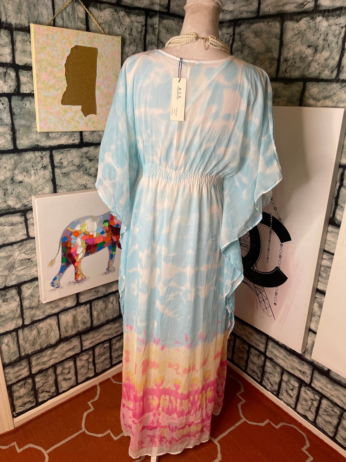 NEW MPH Blue Pink Dress Women sz XL