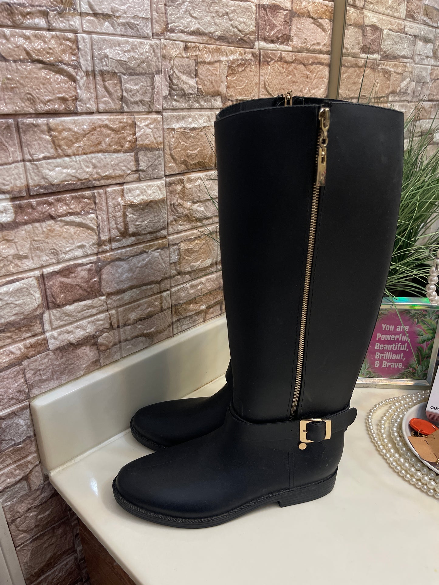 Black Rainboots Women sz 9