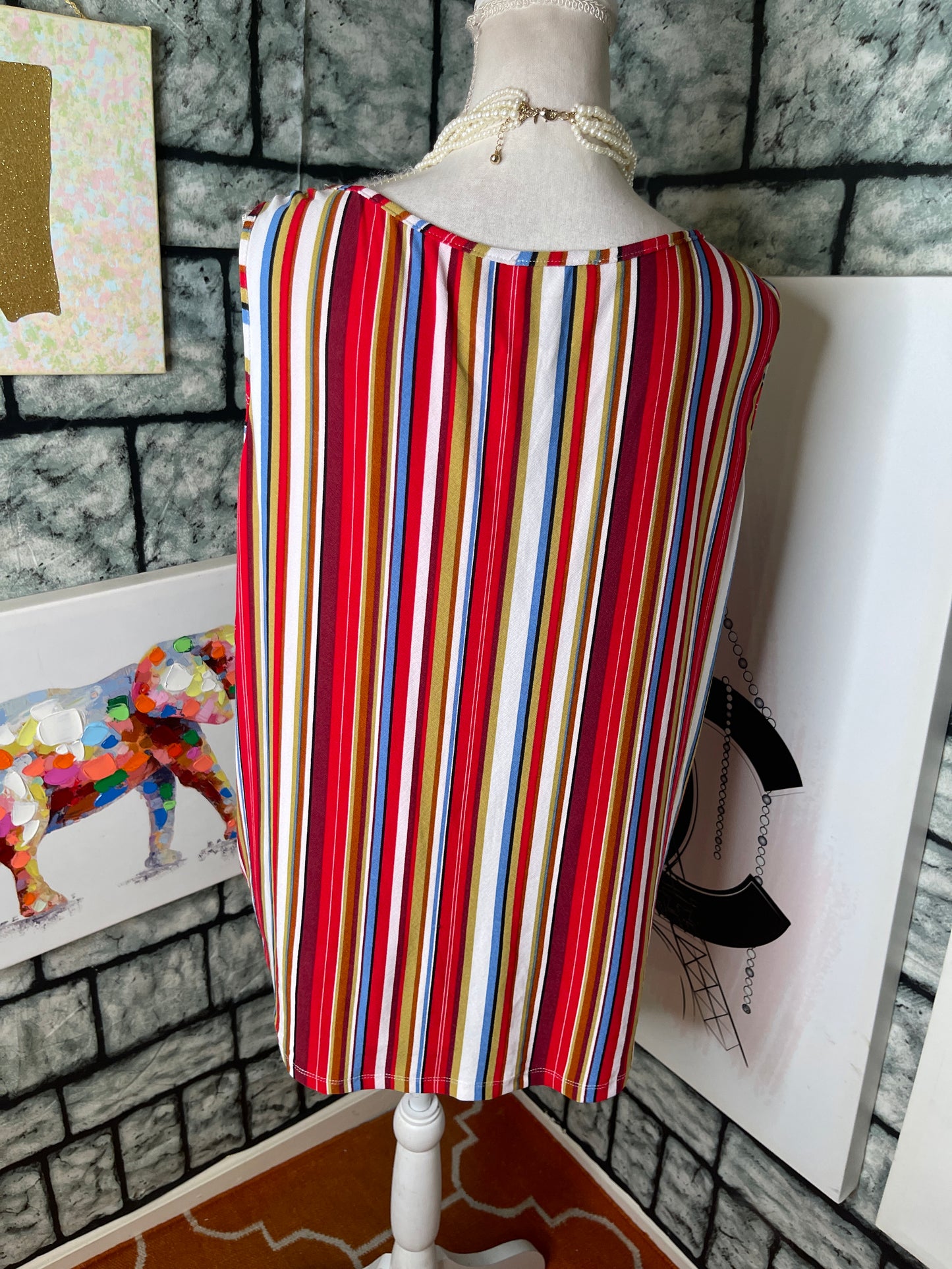 Mauve Red Tan Blue Blous Women sz 2XL