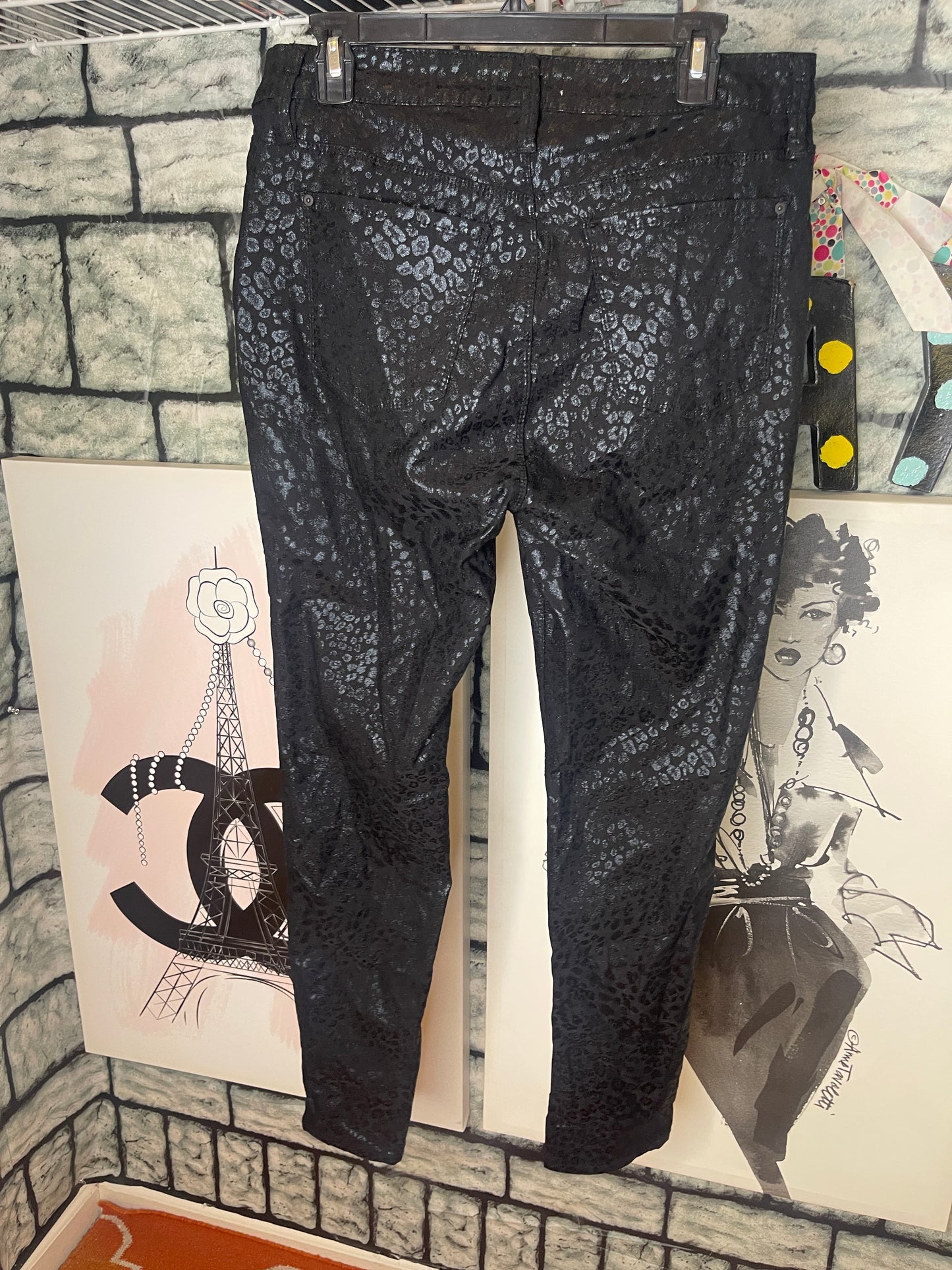 NEW Royalty Black Animal Print Jegging Jeans Women sz 18