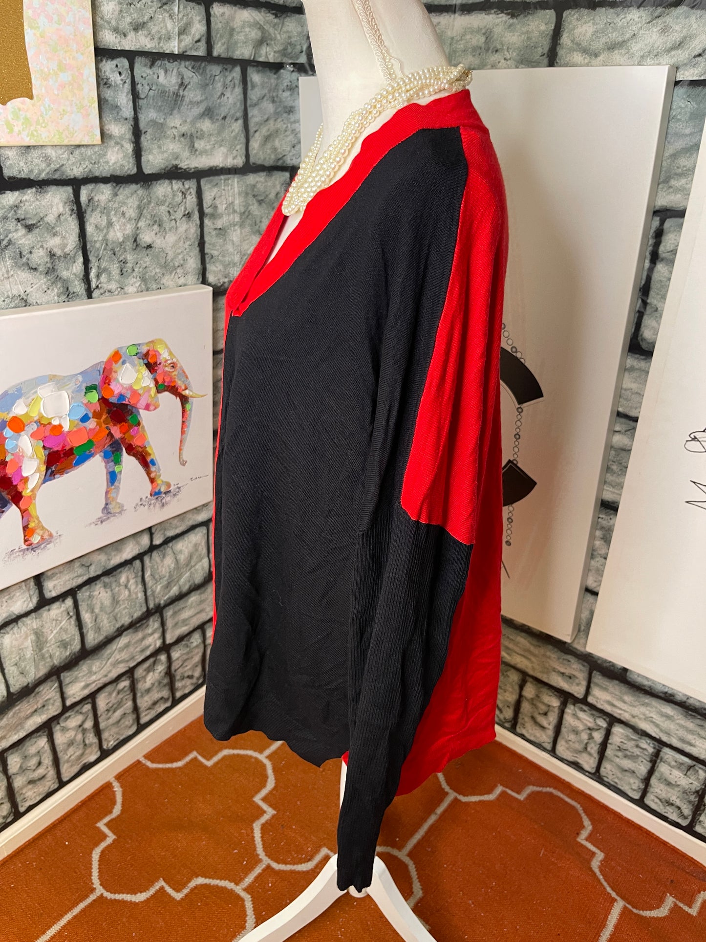 Ruby Rd Red and Black Sweater Women Sz 1XL