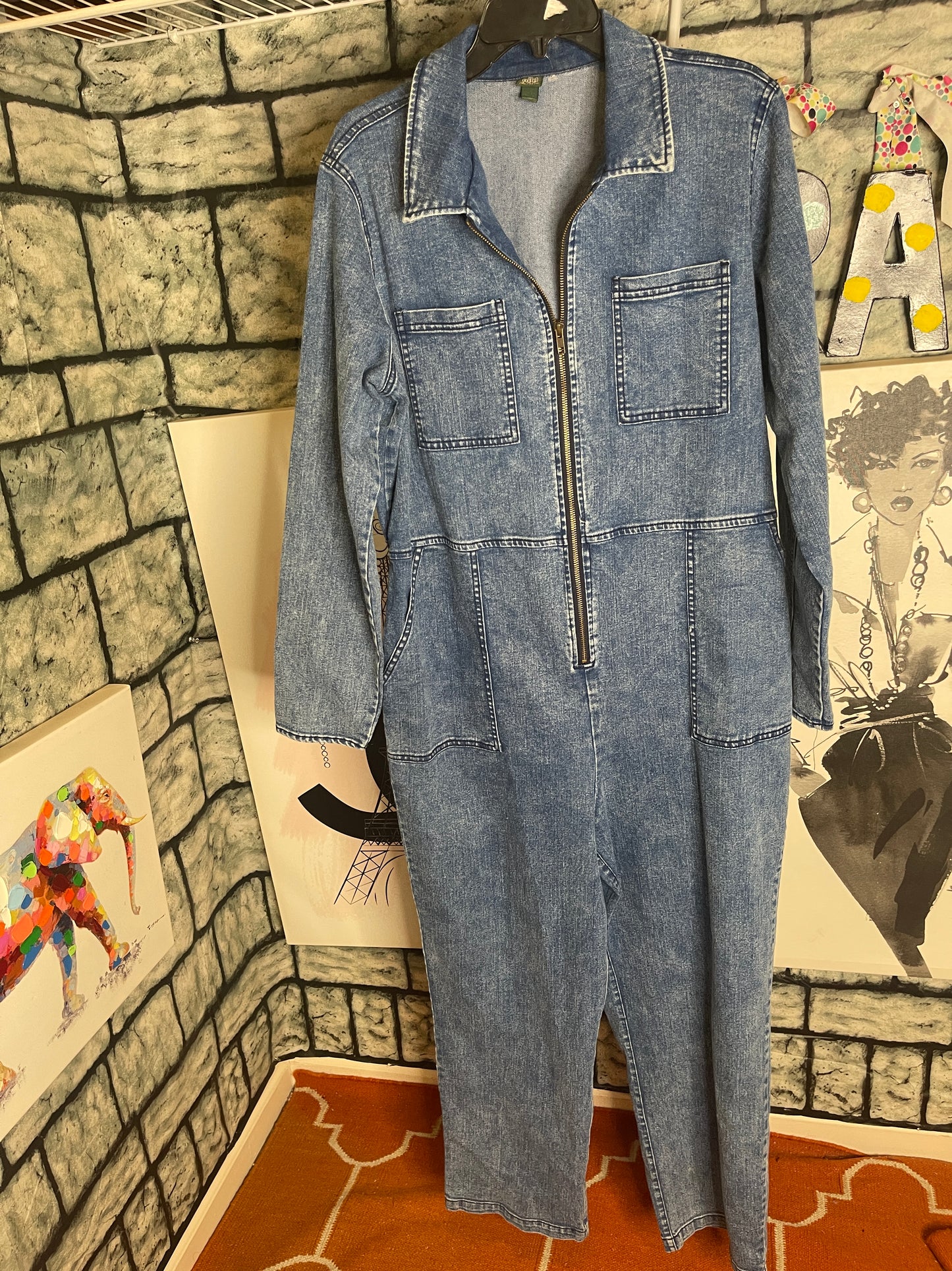 Wild fable blue denim jumpsuit women sz xL