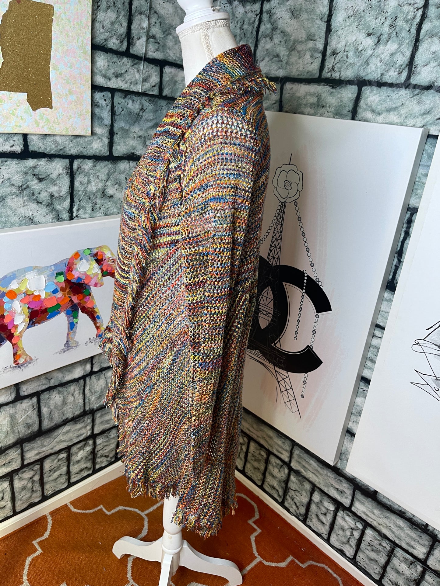 Studio Colorful Sweater Cardigan Women sz XL