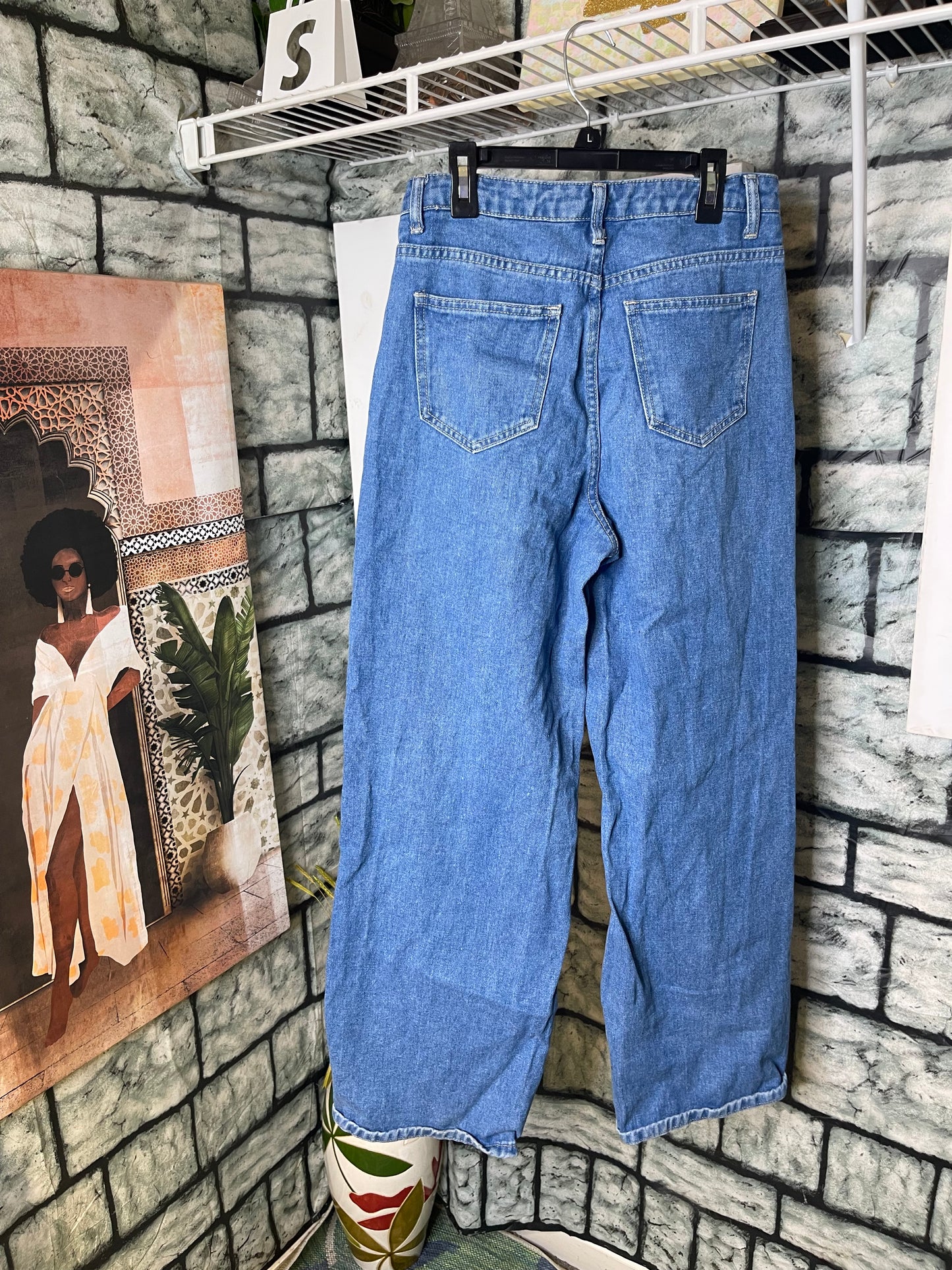 Shein Blue denim Heart jeans Women sz Small